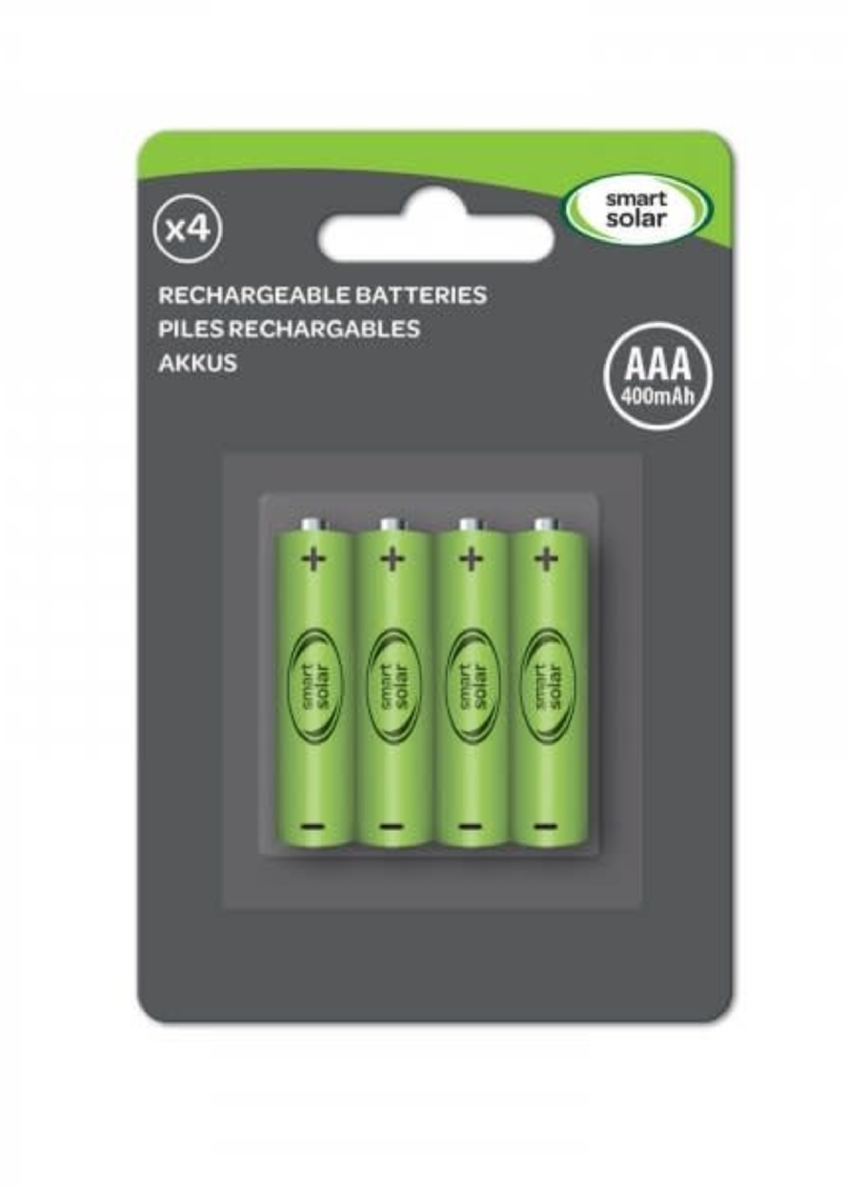 Smart Solar Rechargeable AAA 1.2V Ni-MH 600mAh Battery 4 pack