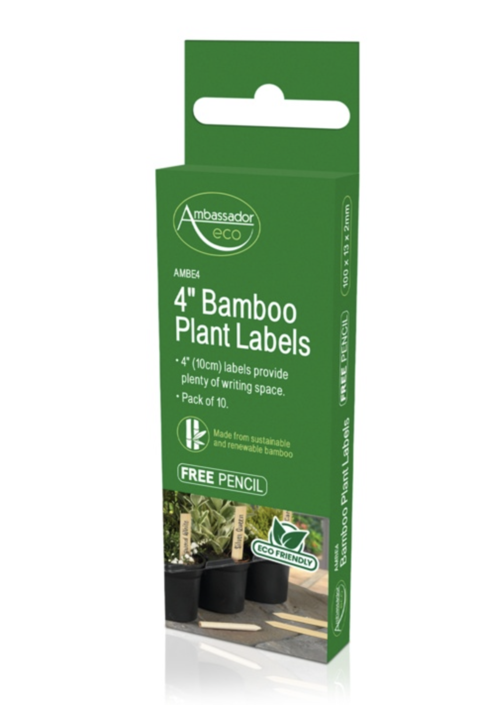 Bamboo Plant Labels & Pencil 10 Piece 4” Clock’s Home and Garden