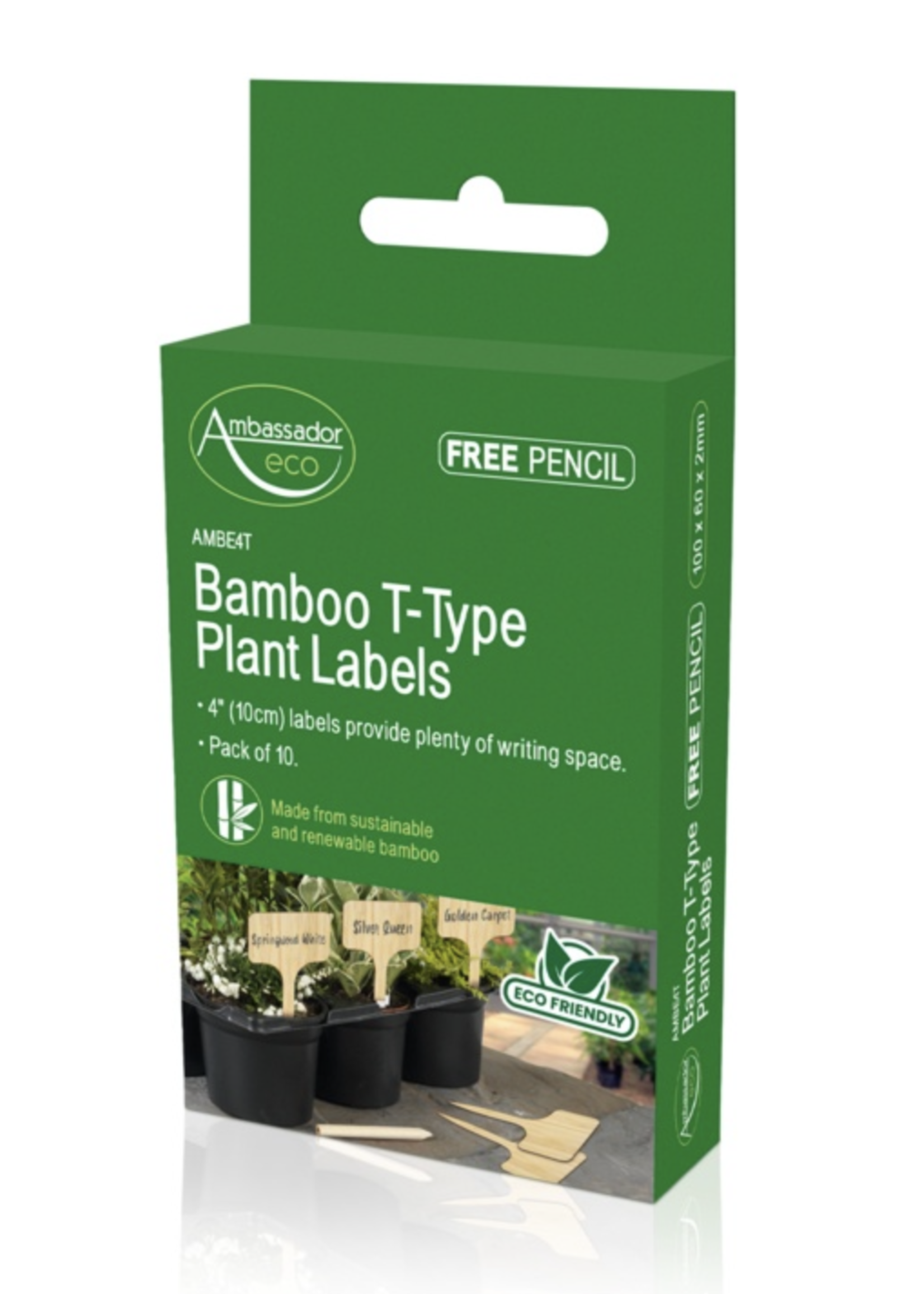 Ambassador Ambassador Bamboo T Plant Labels & Pencil 10 Piece 4”