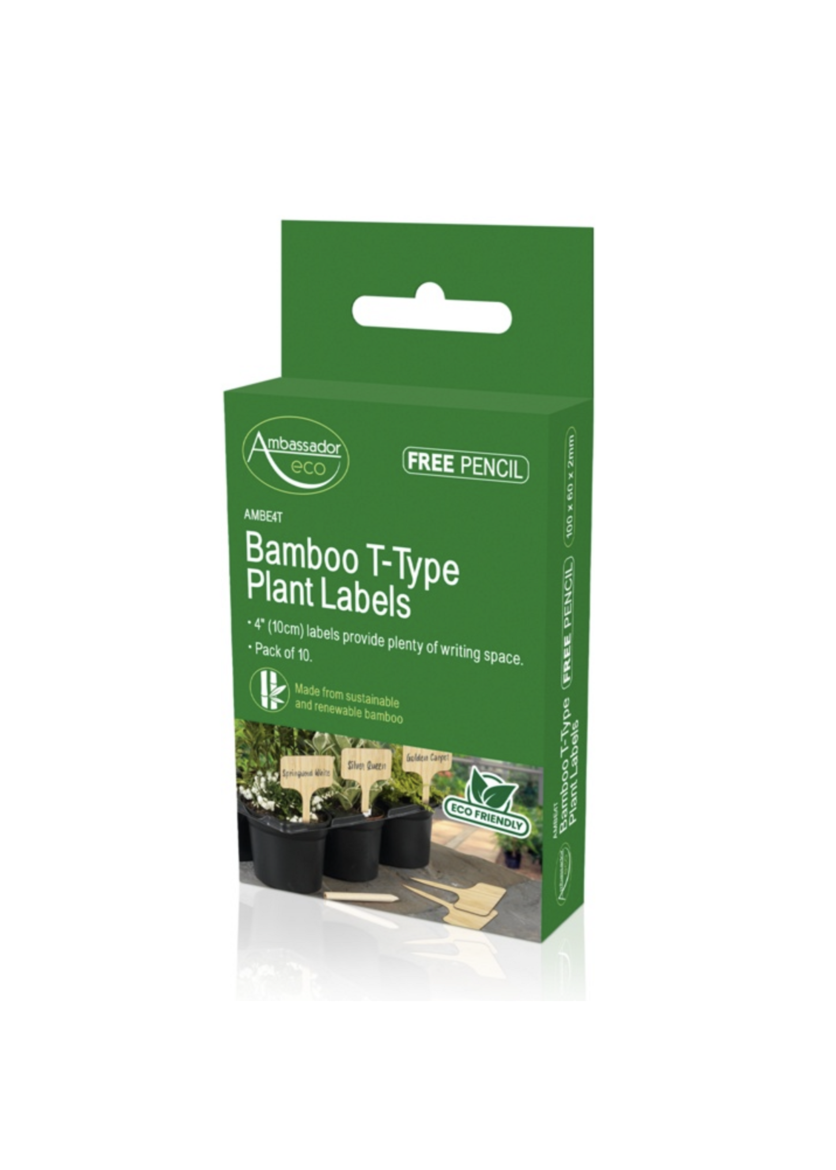 Ambassador Ambassador Bamboo T Plant Labels & Pencil 10 Piece 4”