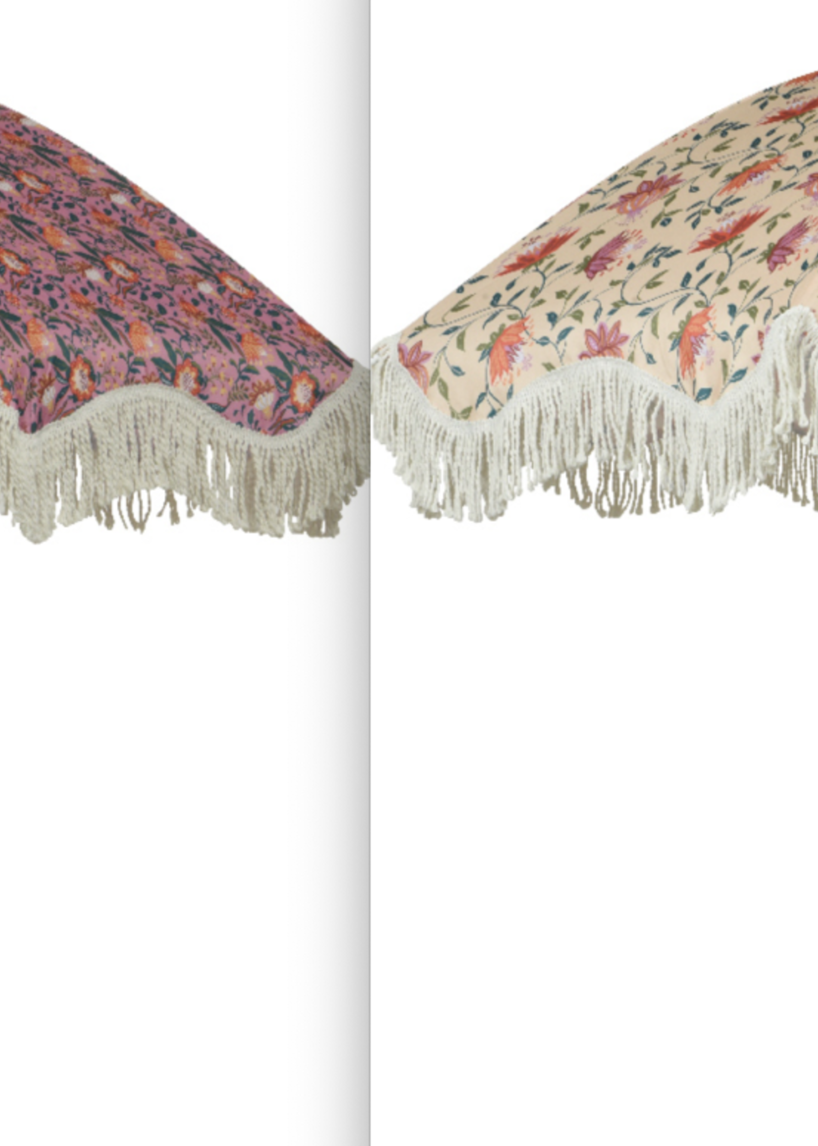 Decoris Floral Parasol with Tassels Pink Or Cream