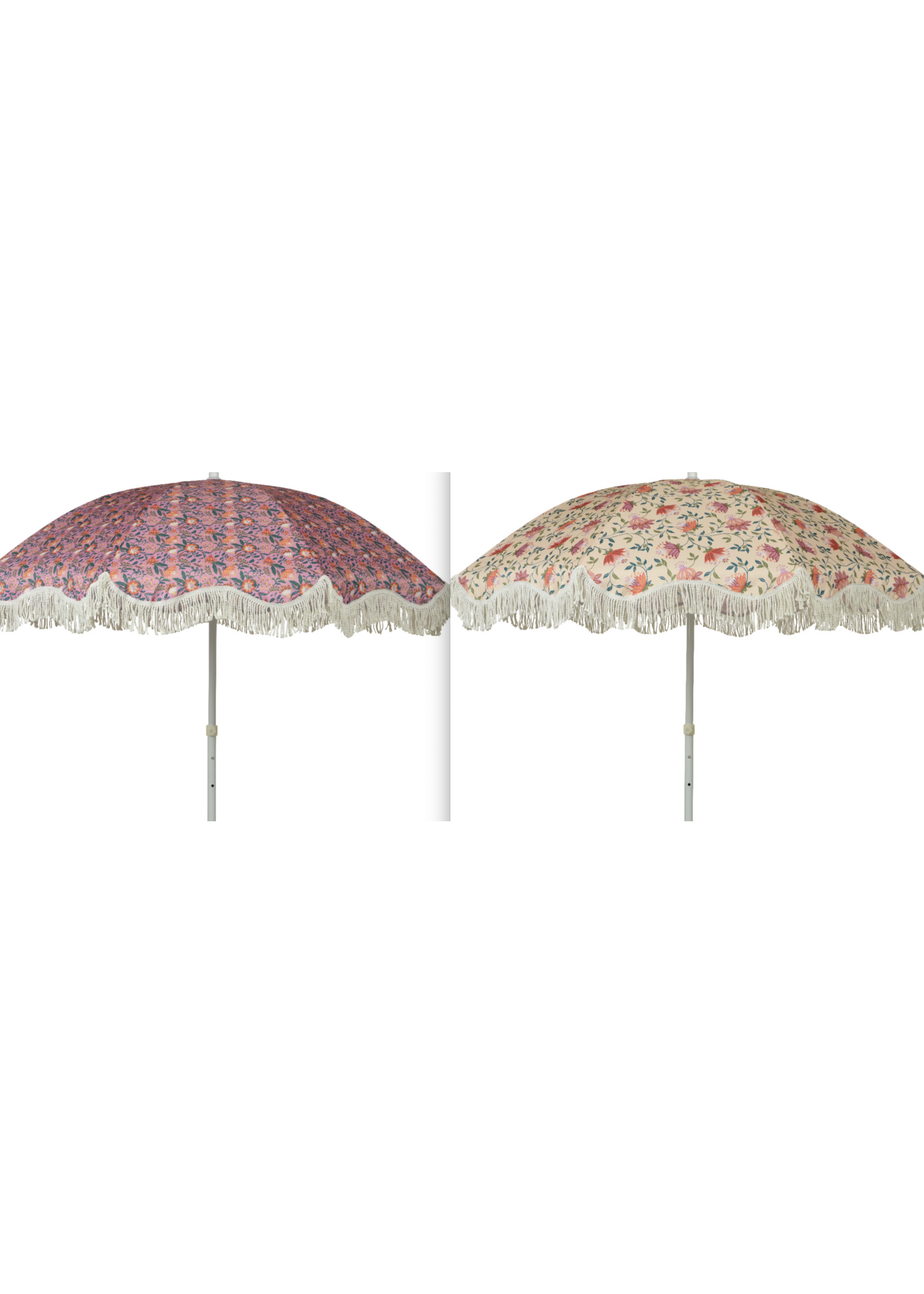 Decoris Floral Parasol with Tassels Pink Or Cream