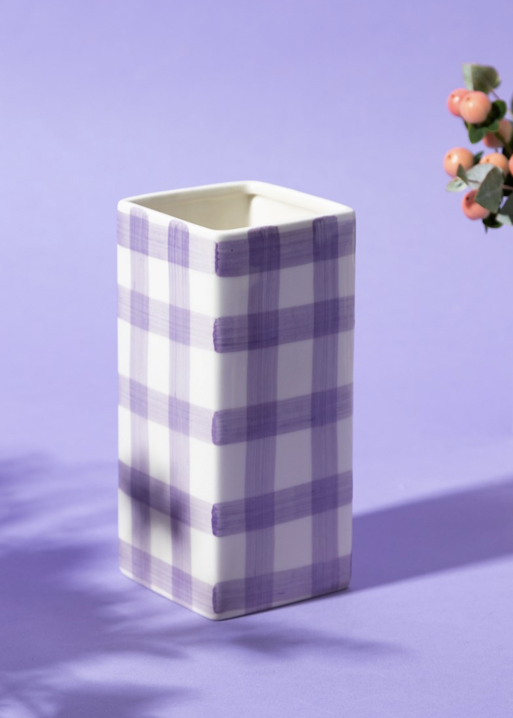 Sass & Belle Gingham Vase Lilac