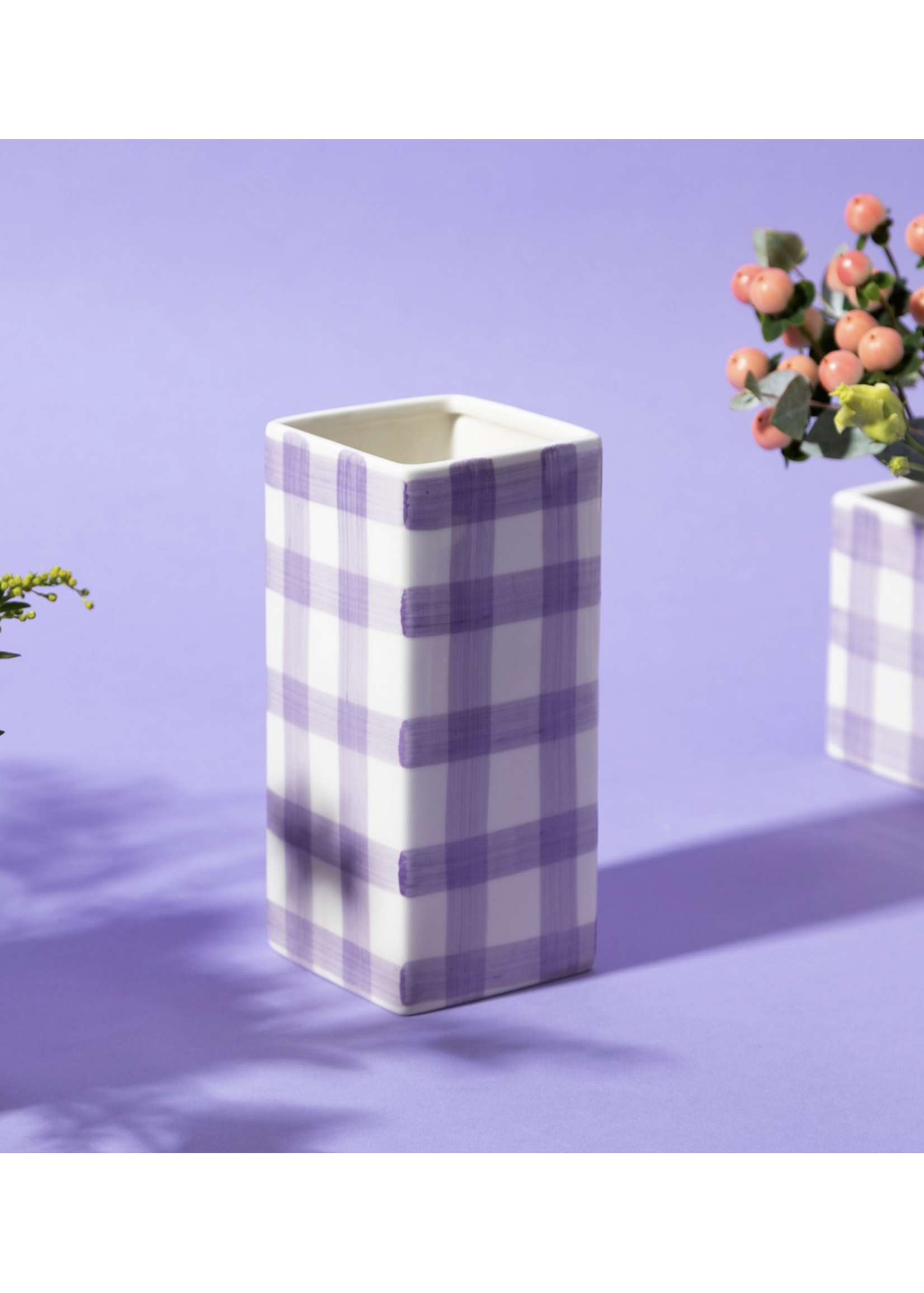Sass & Belle Gingham Vase Lilac