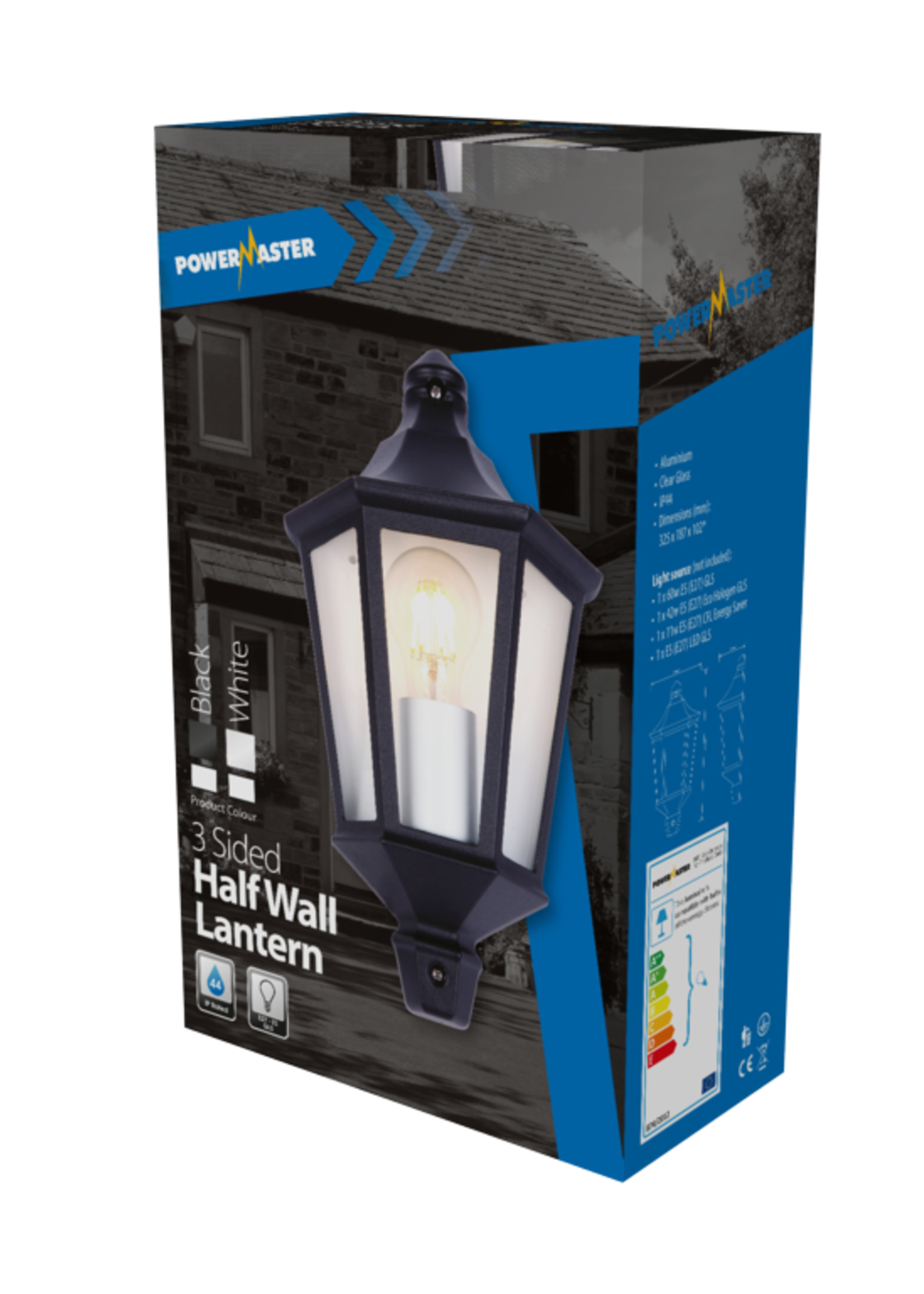 Outdoor Half Wall Lantern Black IP44