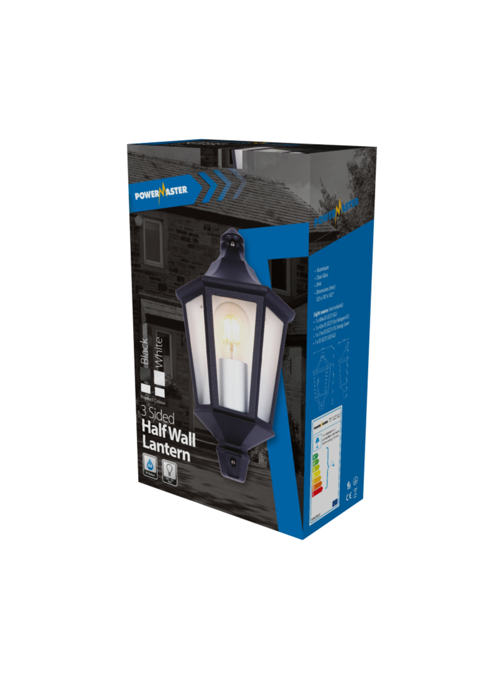 Outdoor Half Wall Lantern Black IP44