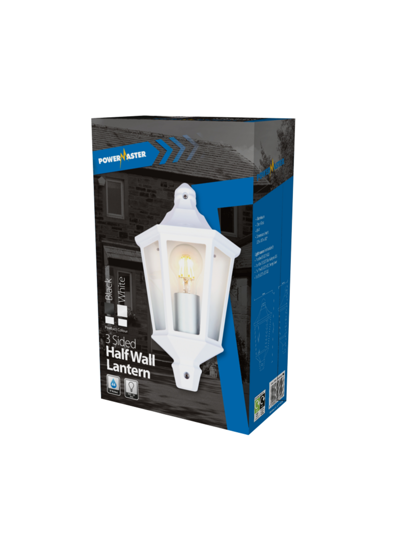 PowerMaster Outdoor Wall Light Half Lantern White