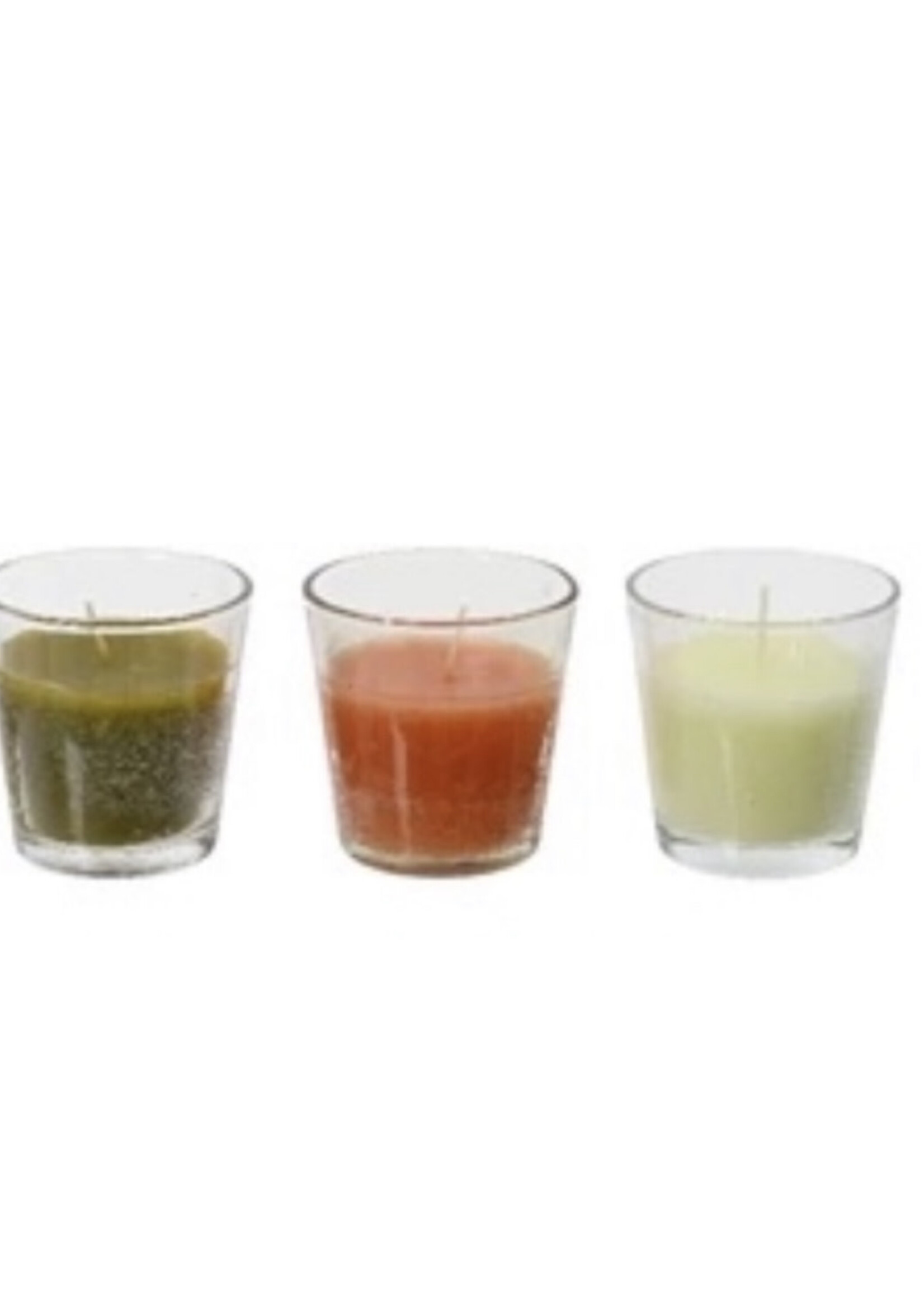 Decoris Citronella Candle In Glass Jar 15 Hours (3 assorted colours - price is for one)