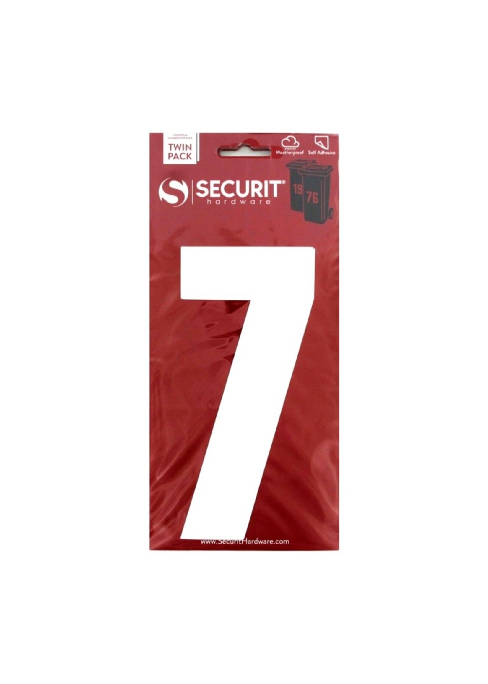 Securit White Self Adhesive Wheelie Bin Numbers Pack 2 No 7