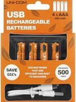 Uni-Com Uni-Com USB Rechargeable Batteries 4 x AAA