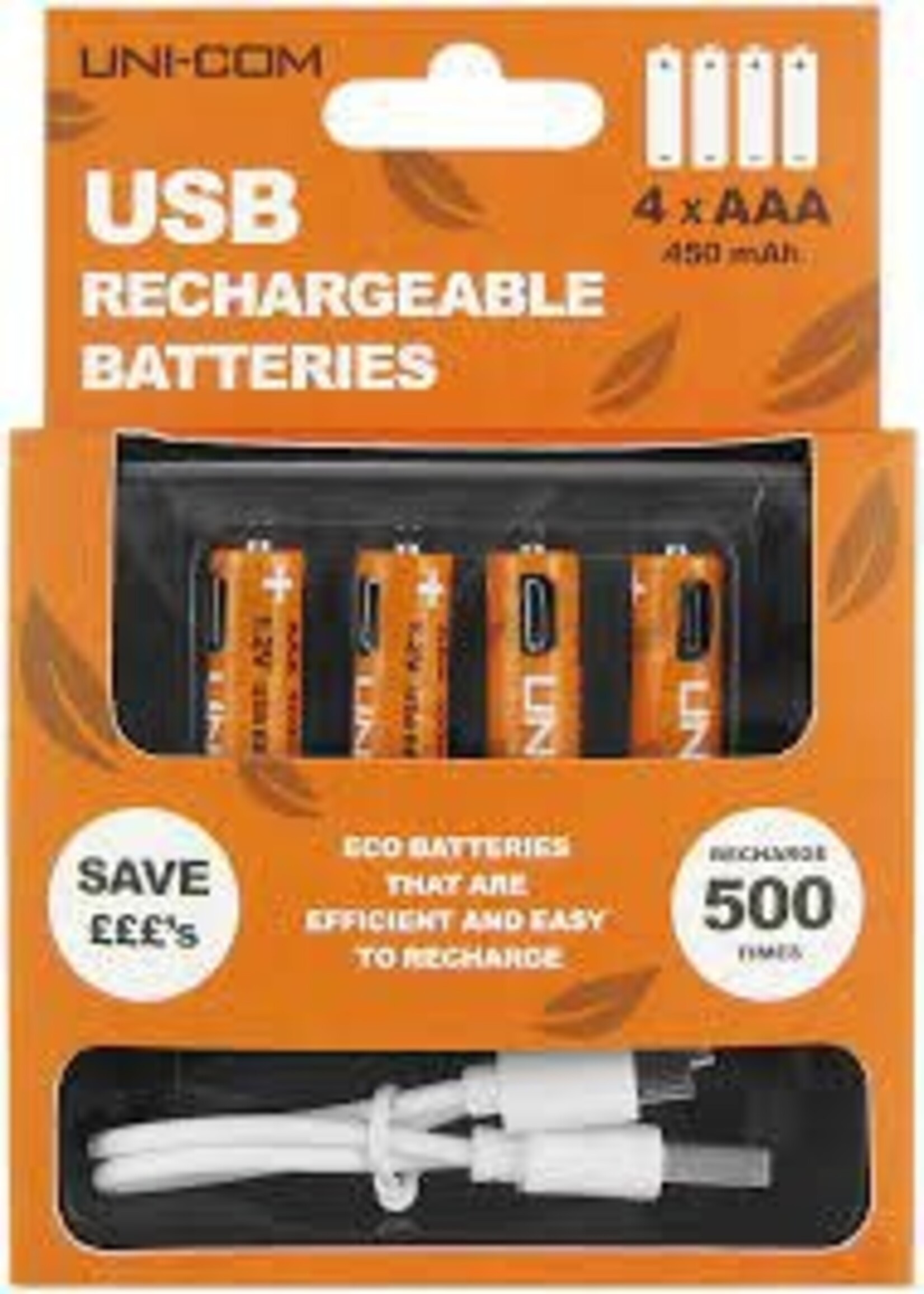 Uni-Com Uni-Com USB Rechargeable Batteries 4 x AAA