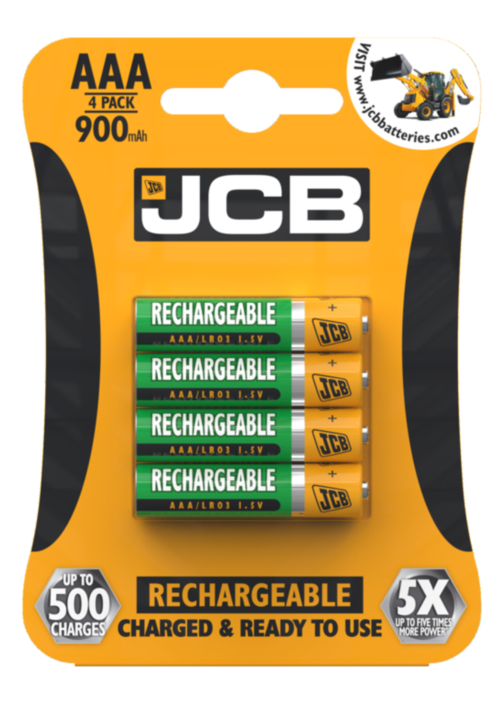 JCB JCB Rechargeable AAA Batteries 900mAh 4 Pack