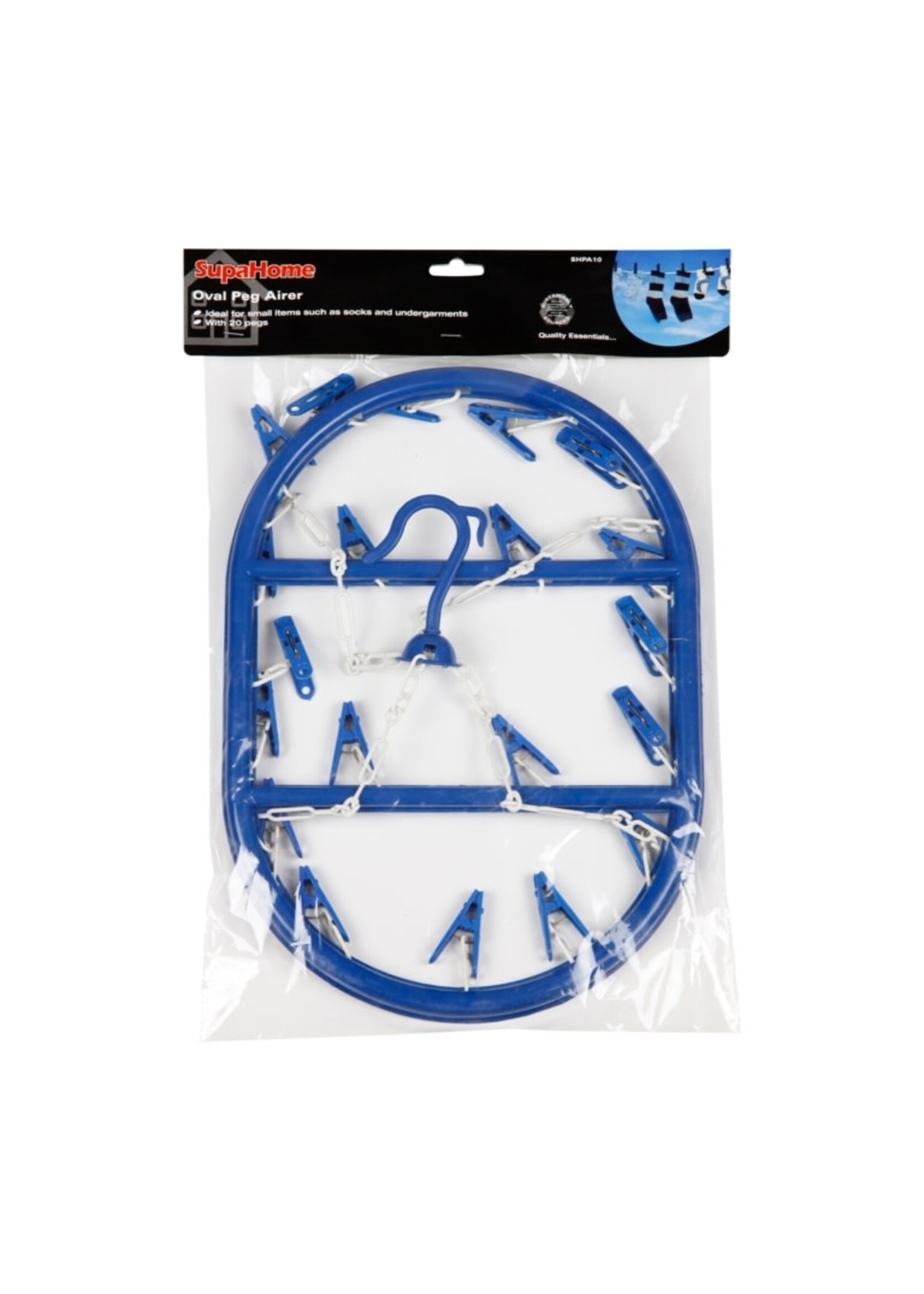 SupaHome SupaHome Oval 20 Peg Blue Sock Airer 43cm x 30cm