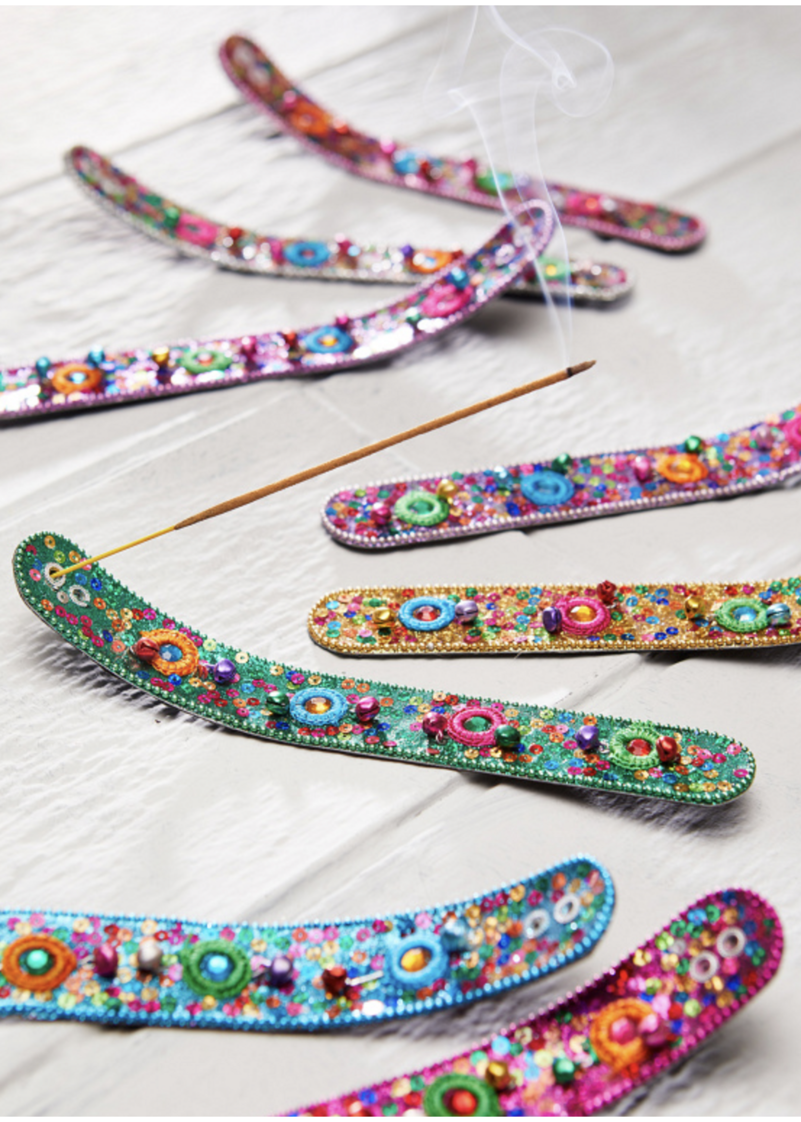 Namaste Glitter And Bell Decorated Incense Holder