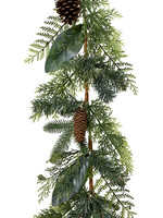 Decoris Natural Mixed Foliage Garland With Pinecones Indoor 1.8m