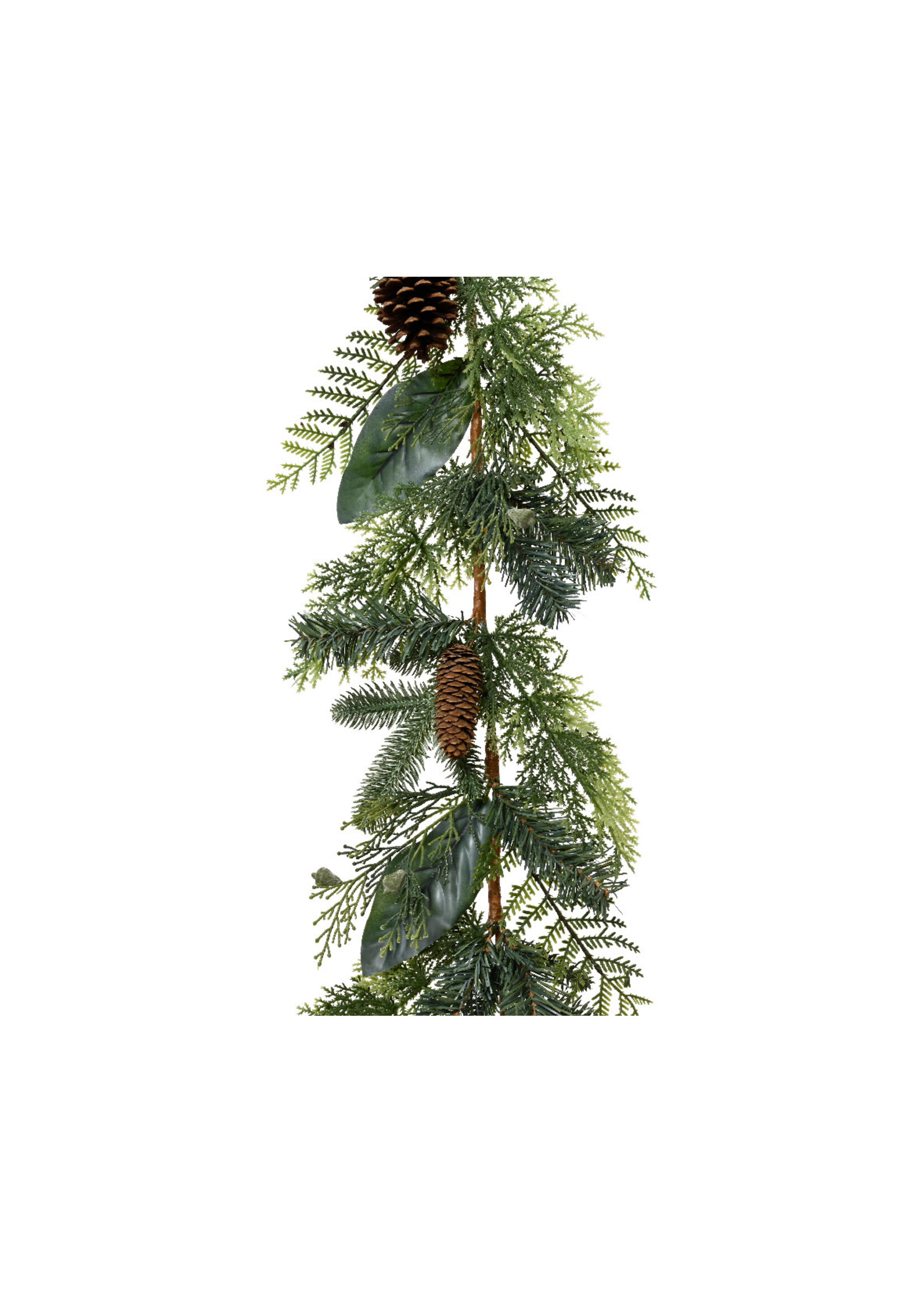 Decoris Natural Mixed Foliage Garland With Pinecones Indoor 1.8m