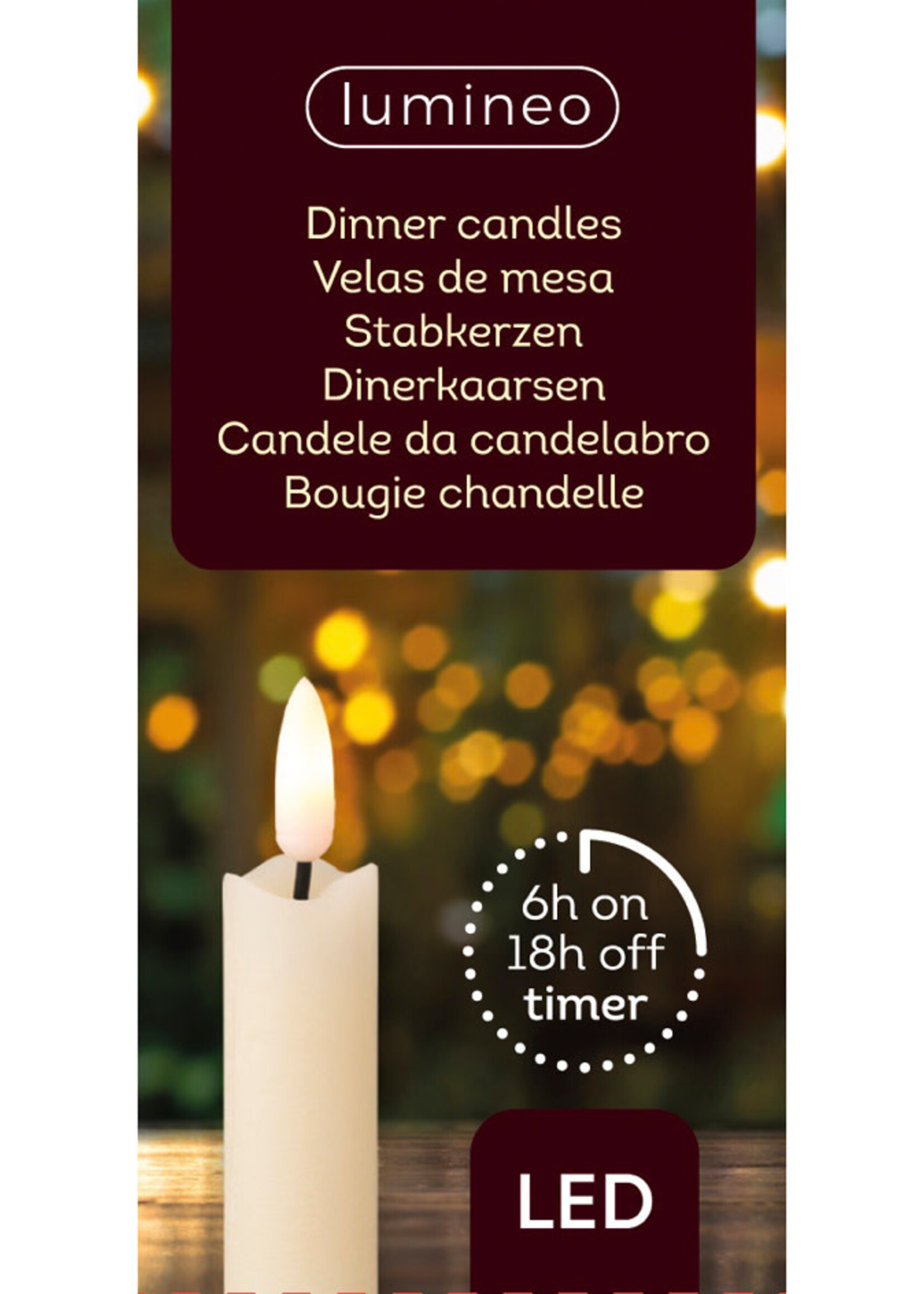 Lumineo Dinner Candle LED Set of 2 With Timer