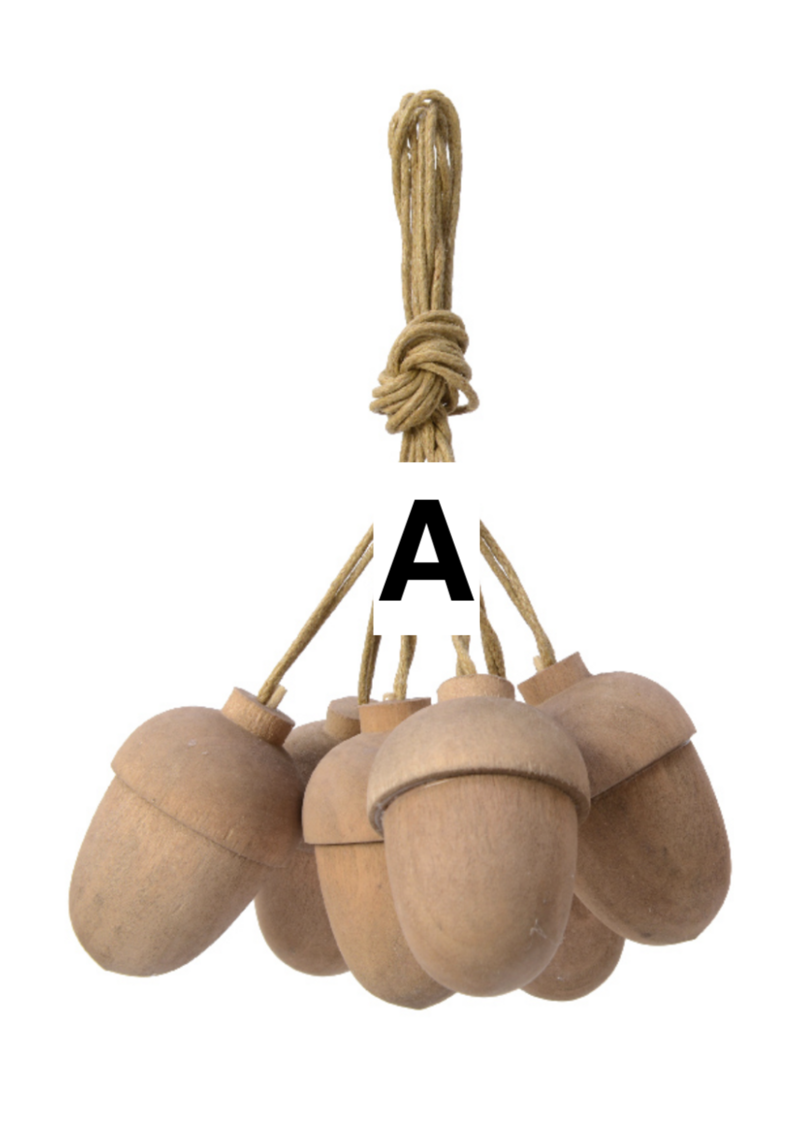 Decoris Wooden Hanging Acorns Set of 6 - 2 Designs