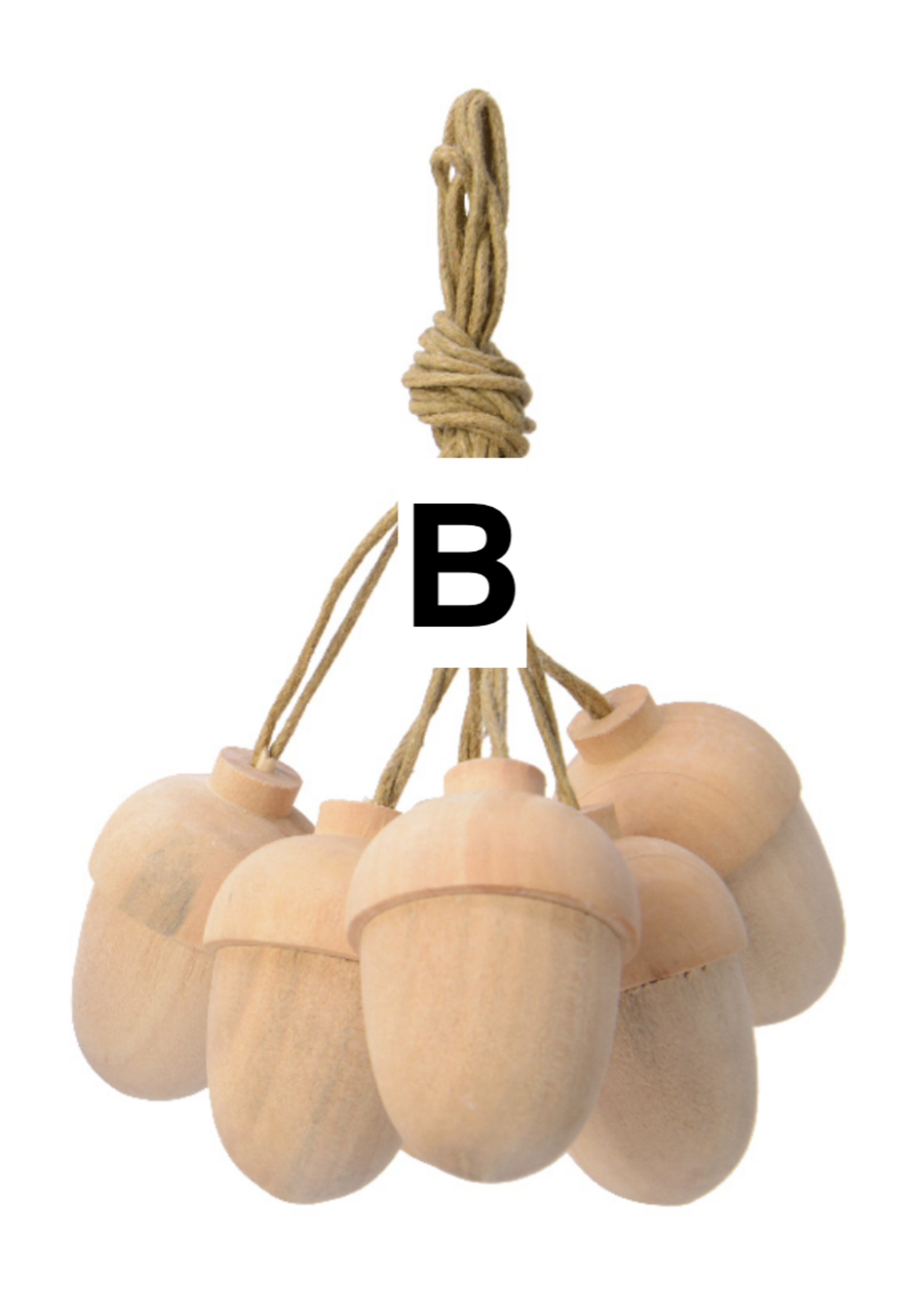 Decoris Wooden Hanging Acorns Set of 6 - 2 Designs