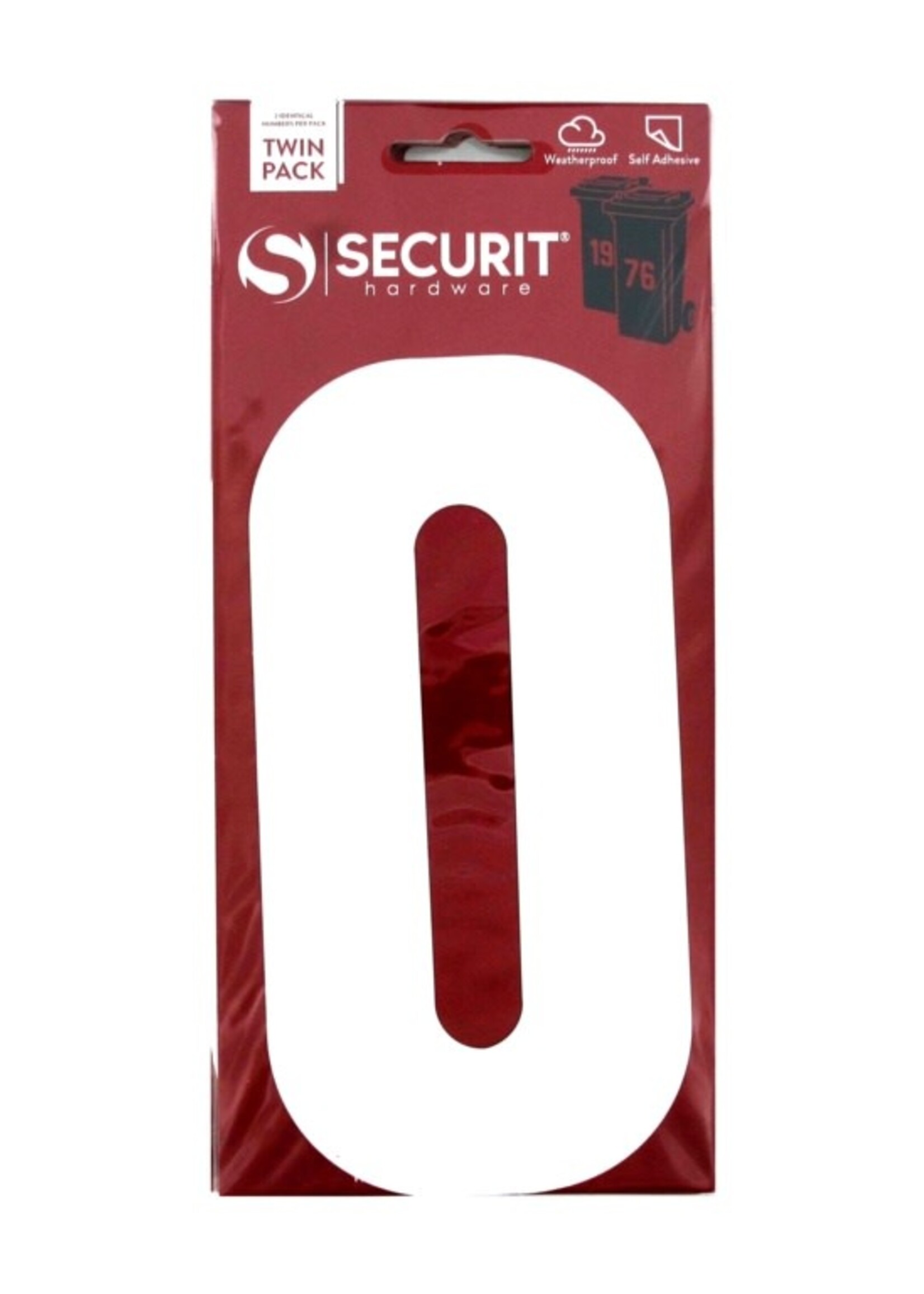 Securit White Self Adhesive Wheelie Bin Numbers Pack 2 No 0