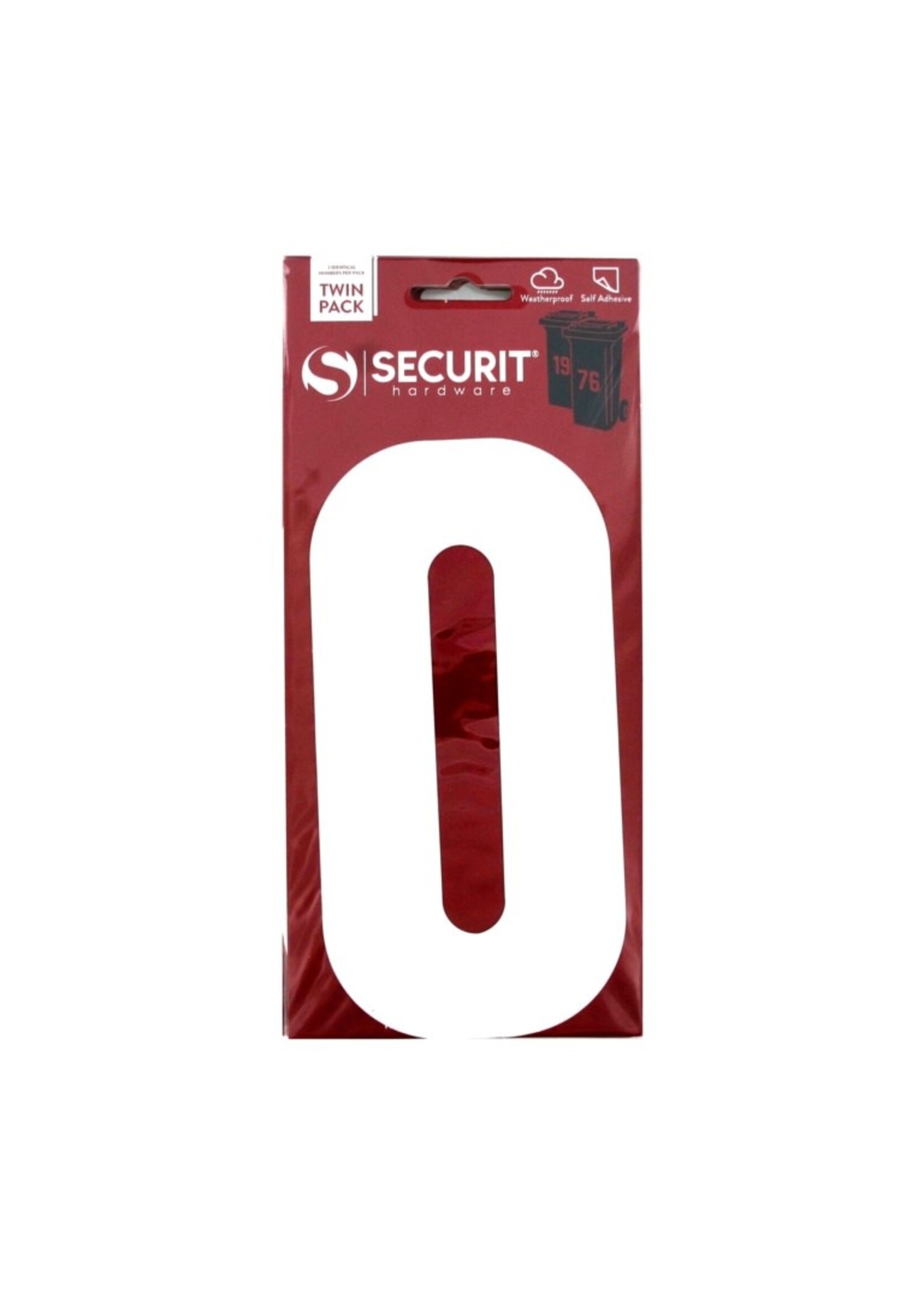 Securit White Self Adhesive Wheelie Bin Numbers Pack 2 No 0