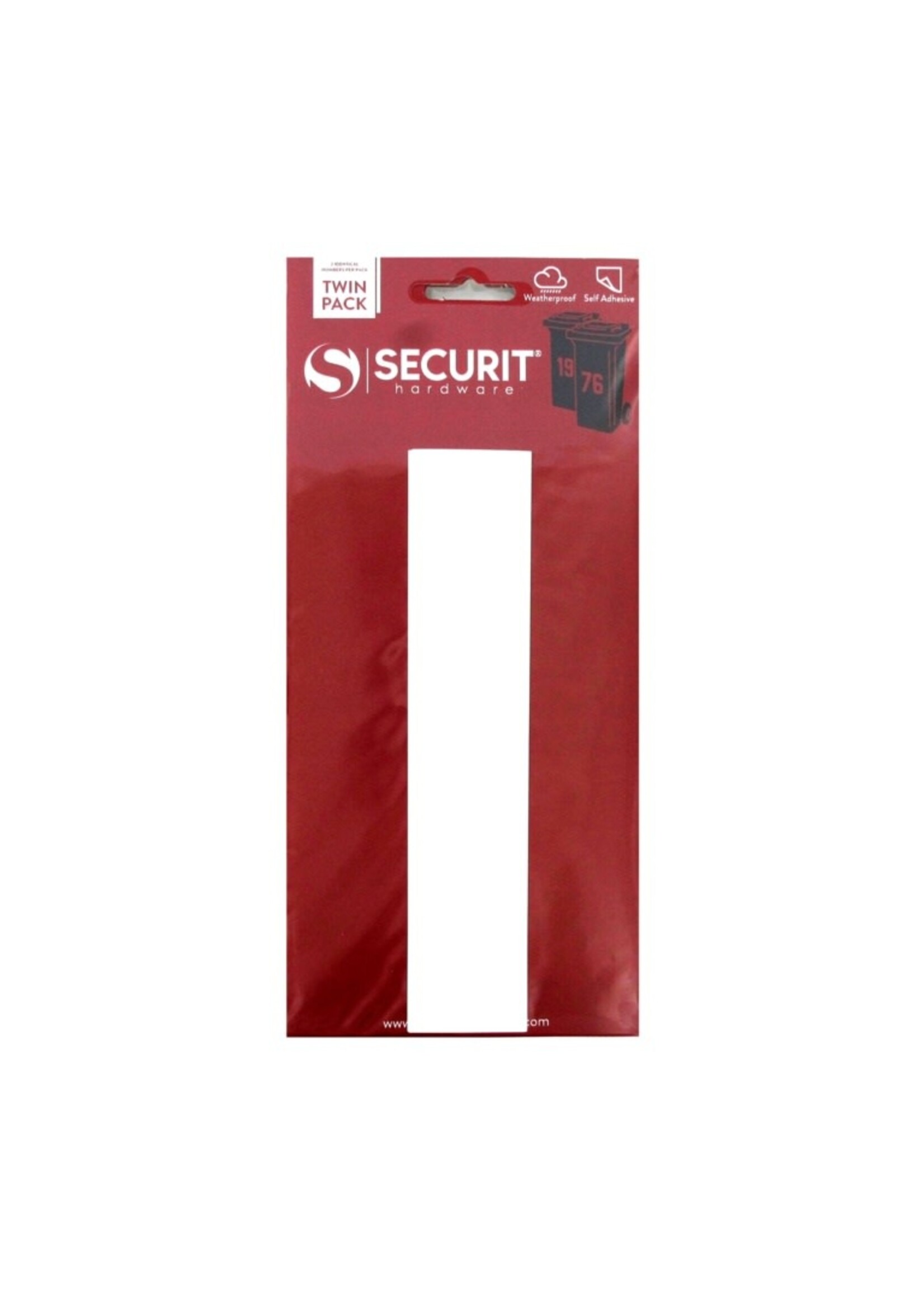 Securit White Self Adhesive Wheelie Bin Numbers Pack 2 No 1