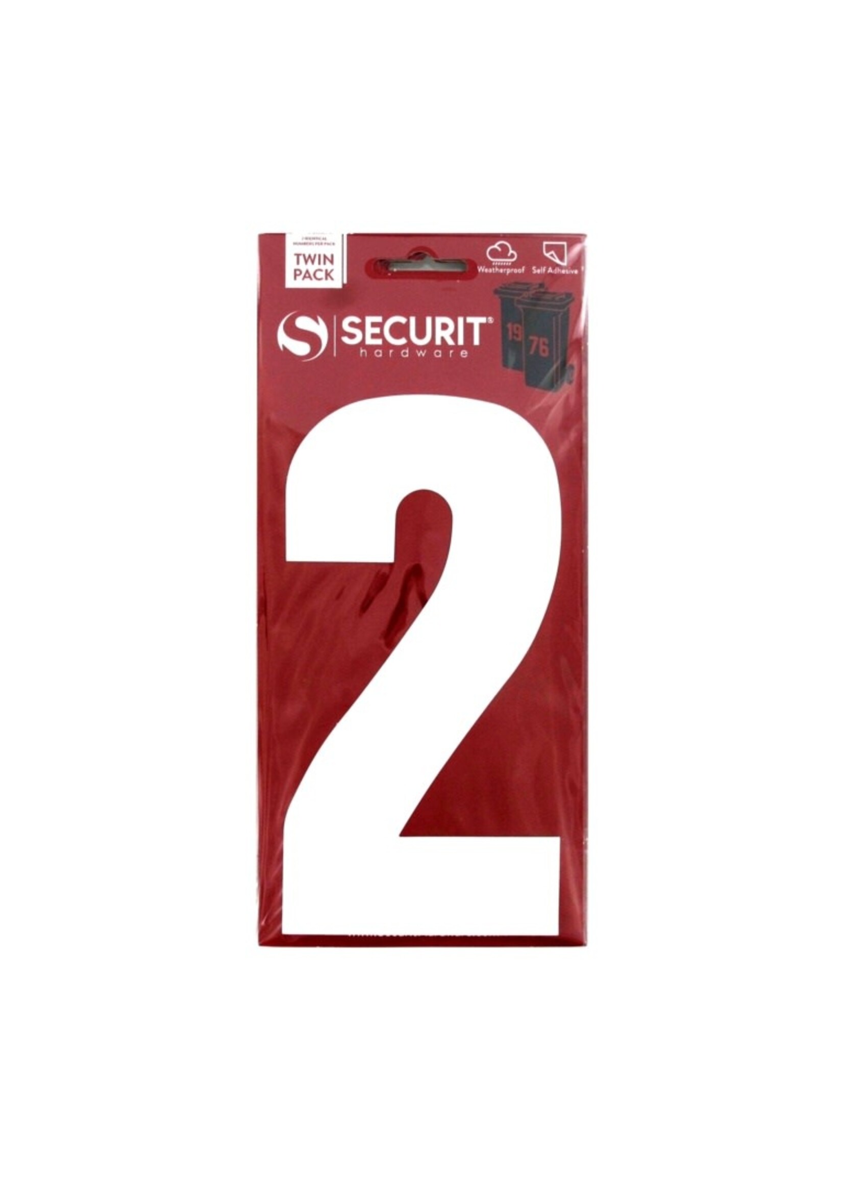 Securit White Self Adhesive Wheelie Bin Numbers Pack 2 No 2