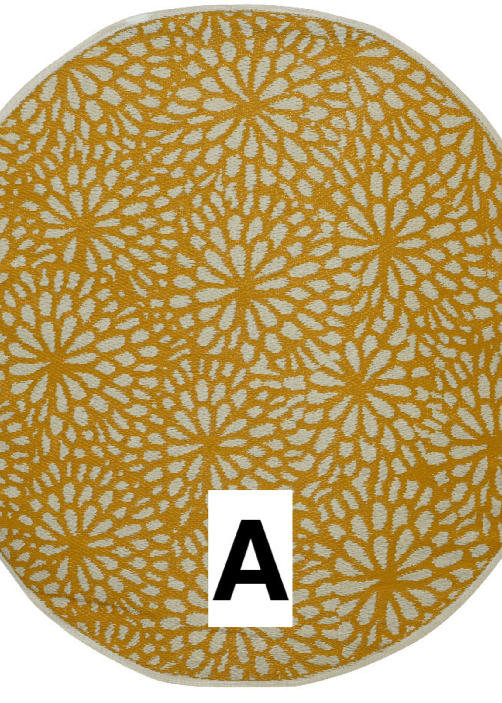 Decoris Outdoor Rug Round Floral- Yellow, Red, Yellow  150cm