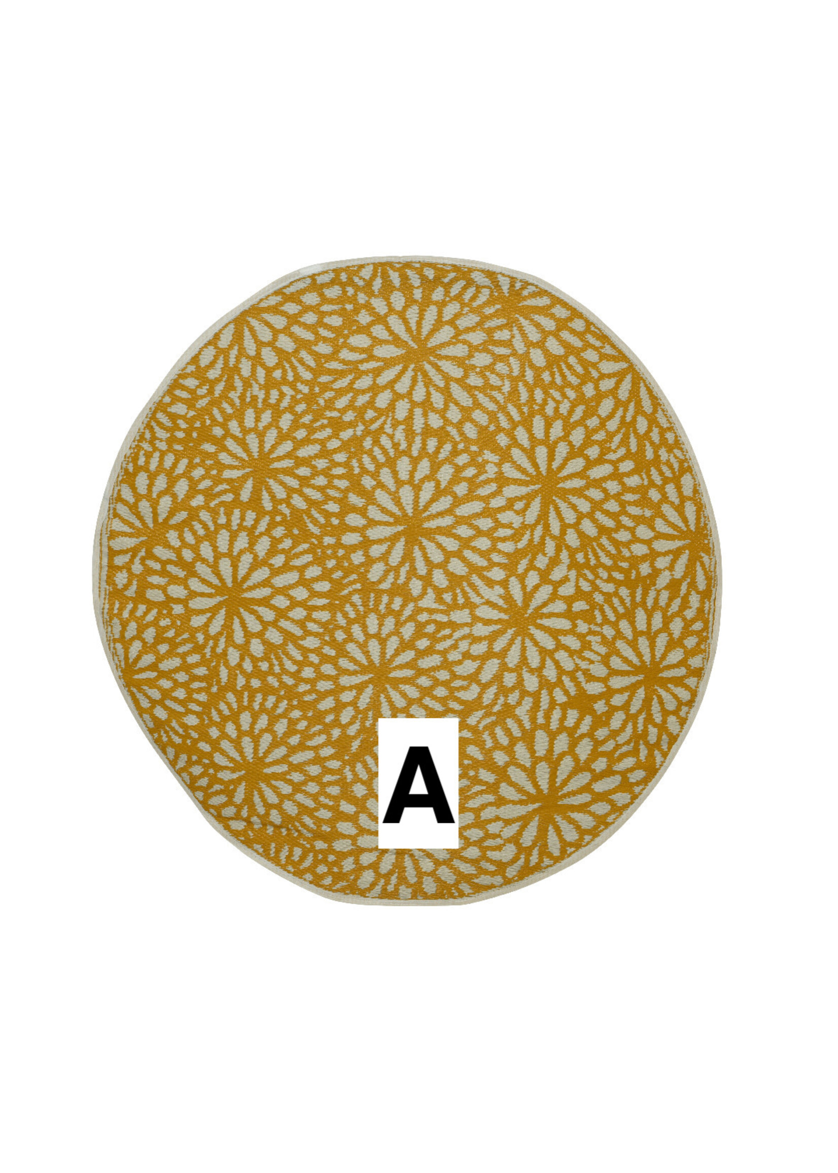 Decoris Outdoor Rug Round Floral- Yellow, Red, Yellow  150cm