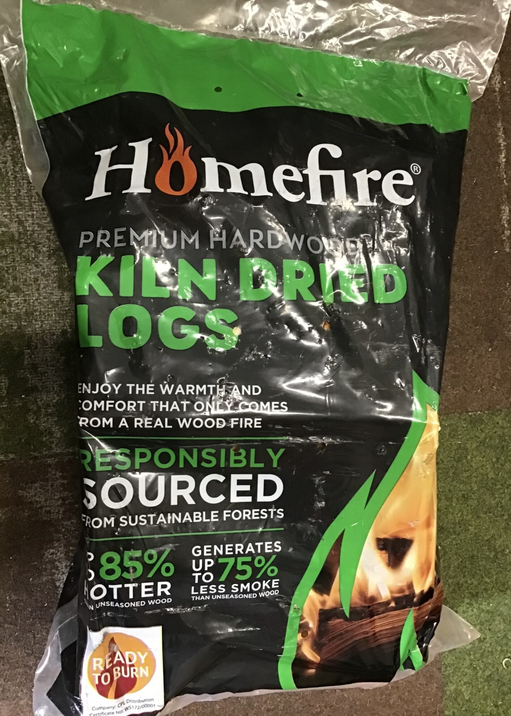 CPL Homefire Premium Hardwood Kiln Dried Logs Bag Medium Size Grab Bag 16.5 ltr