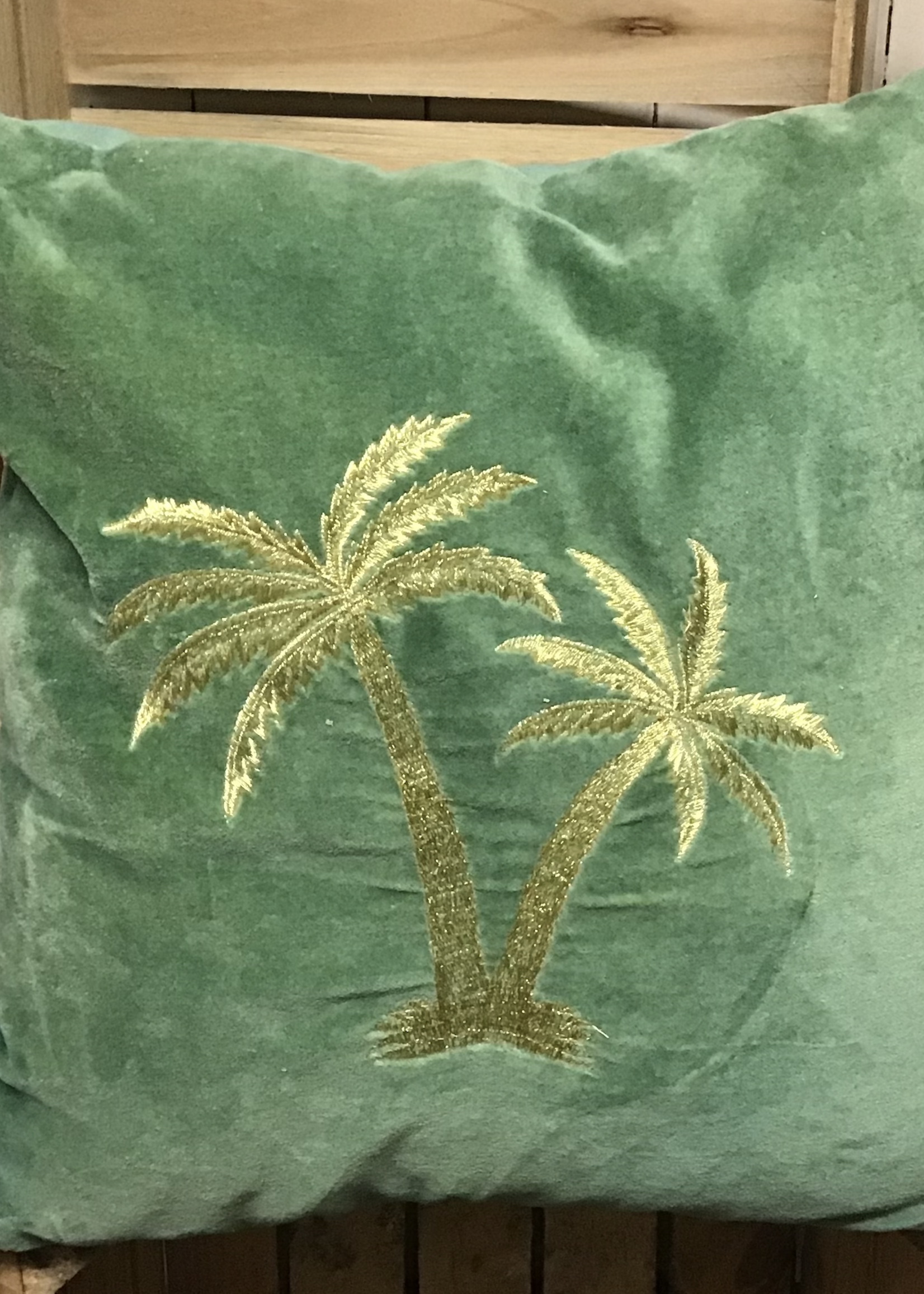 Kaemingk Velvet Cushion Flamingo / Palm Tree