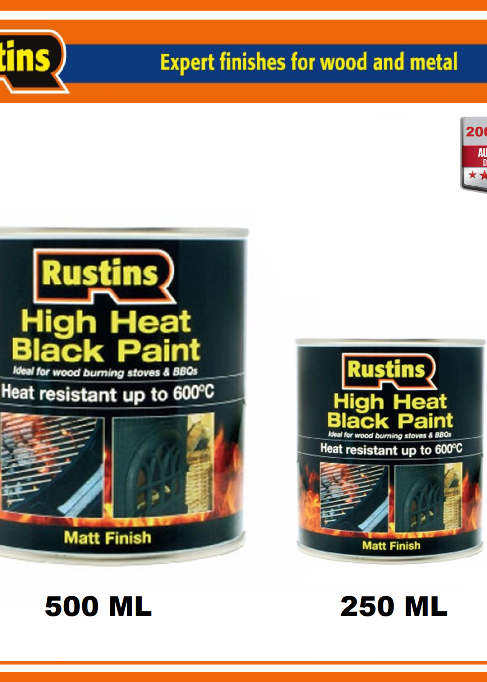 Rustins Rustins 600°C Heat Resistant Matt Black Paint