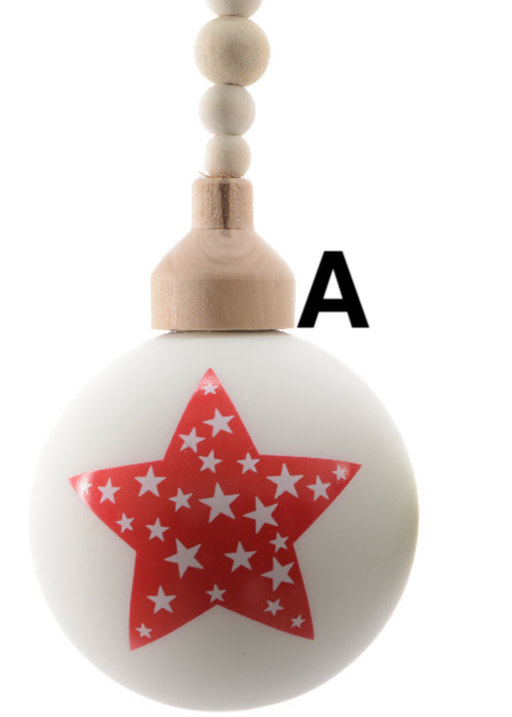 Kaemingk Glass Bauble with Wood Cap 10 cm Assorted designs - star or heart or tree