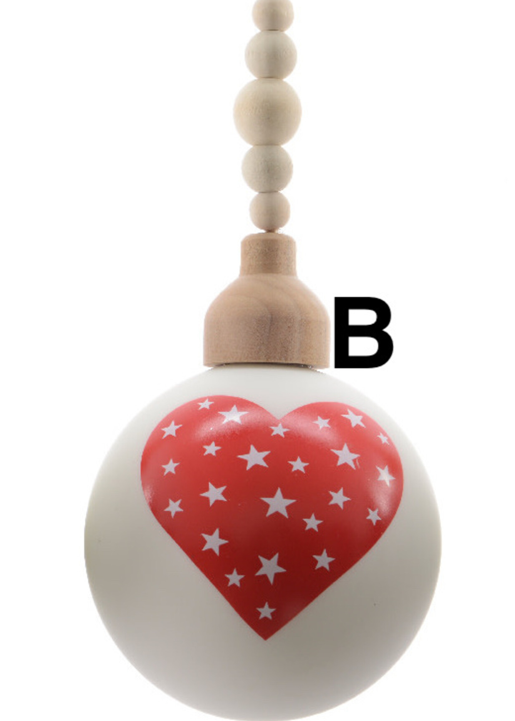 Kaemingk Glass Bauble with Wood Cap 10 cm Assorted designs - star or heart or tree