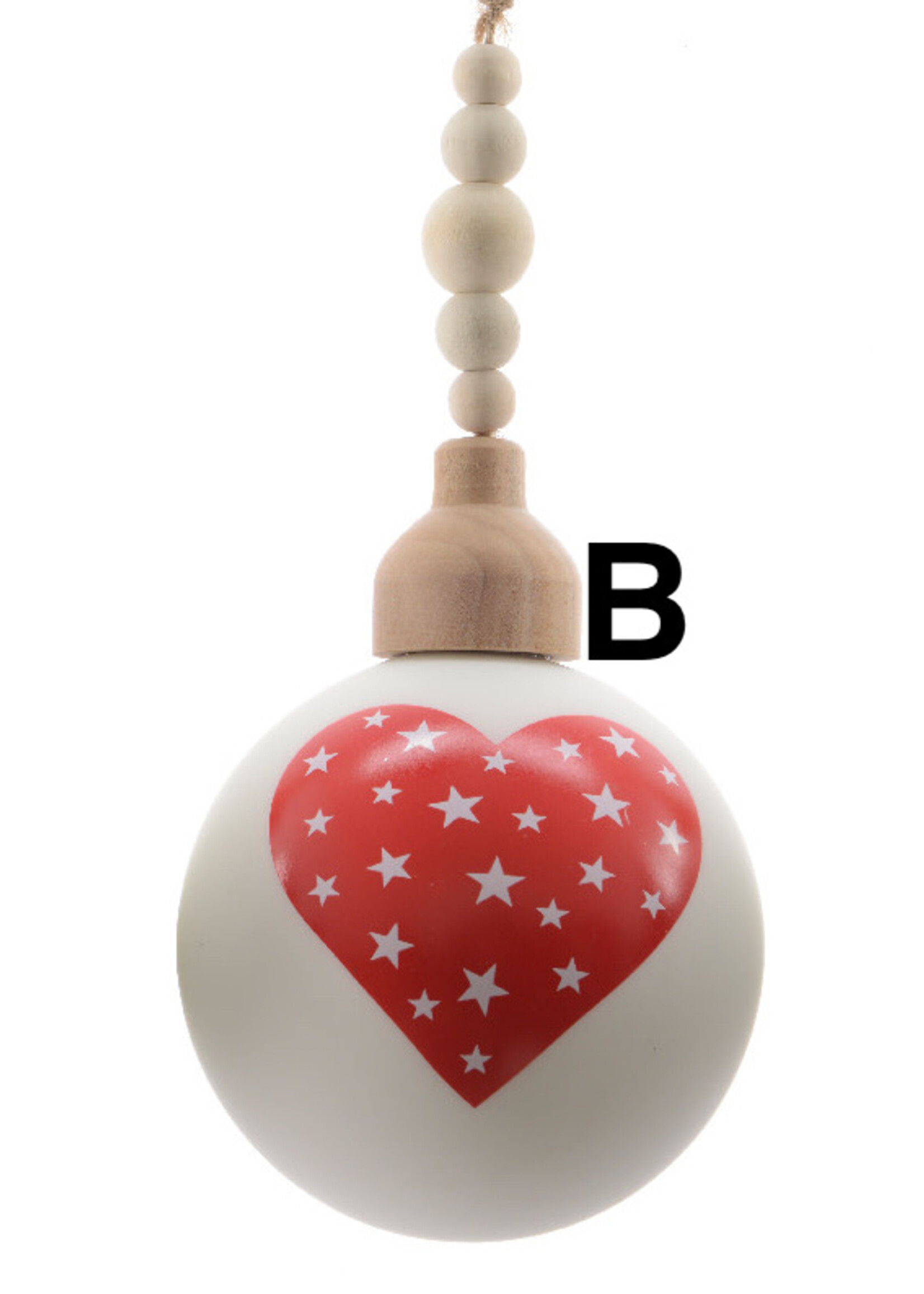 Kaemingk Glass Bauble with Wood Cap 10 cm Assorted designs - star or heart or tree