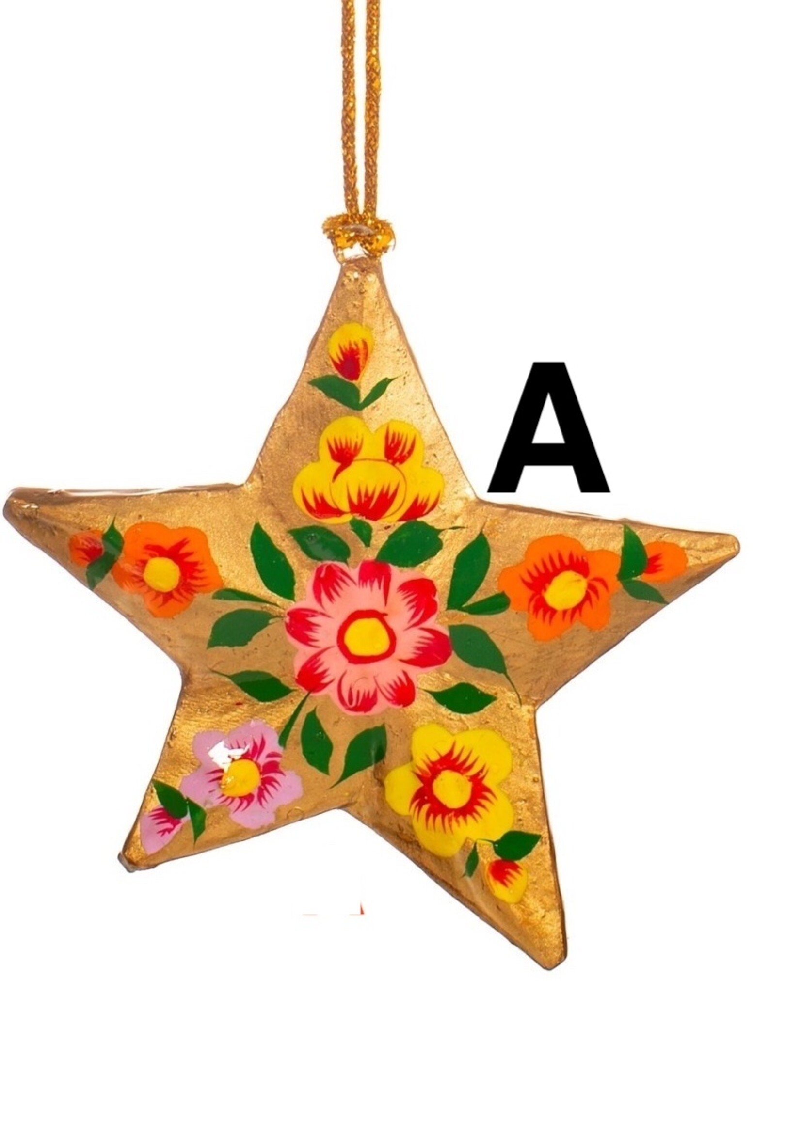 Sass & Belle Kashmiri Paper Mache Floral Star Assorted