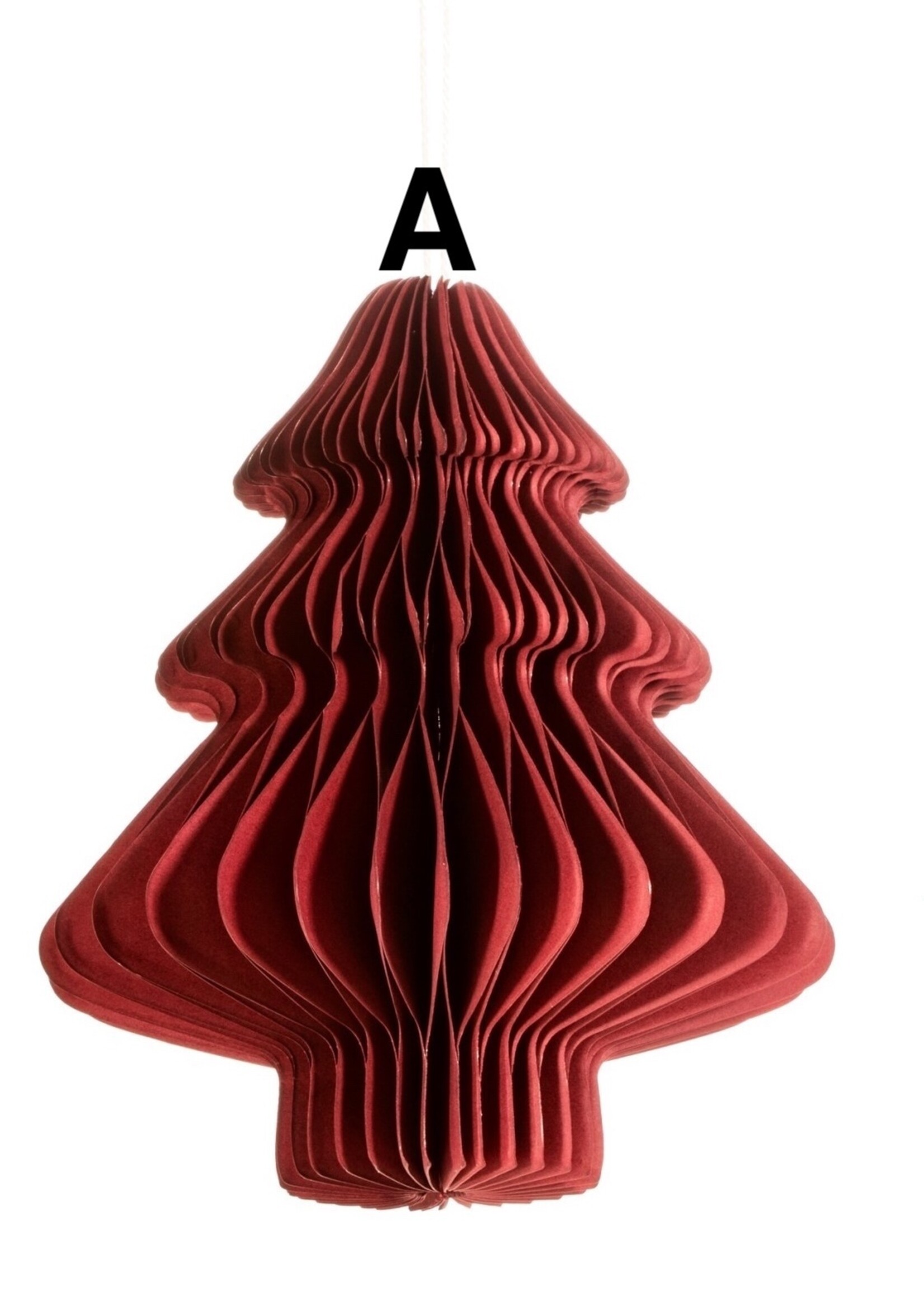 Sass & Belle Deep Red Tree or Diamond Paper Honeycomb Hanging Decoration (price is for one)