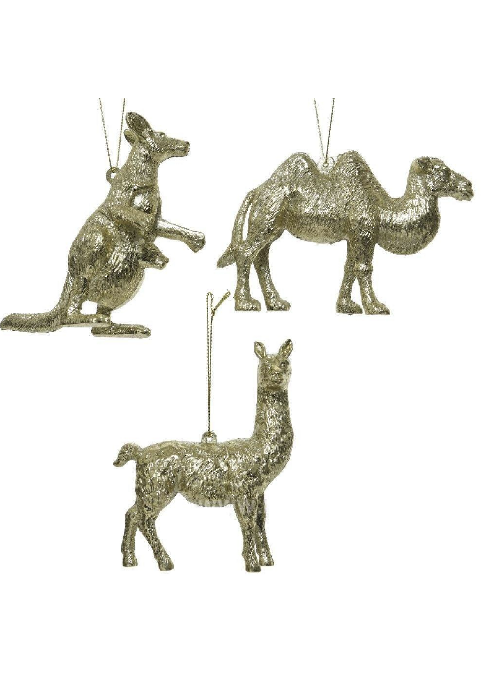 Kaemingk Hanging Gold Animals - choice of 3 including Alpaca, Camel and Kangeroo