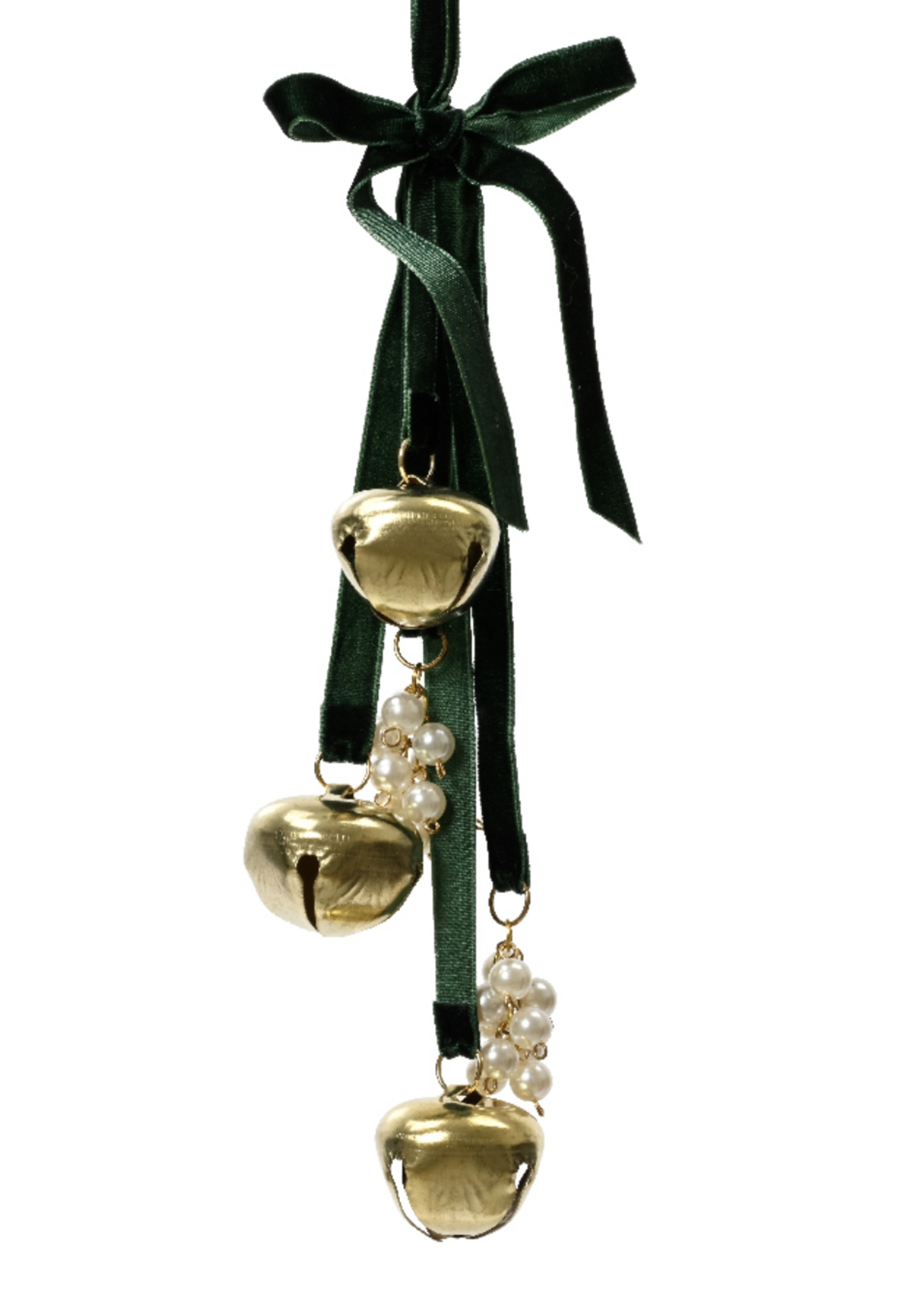 Decoris Green Velvet Hanging Bells