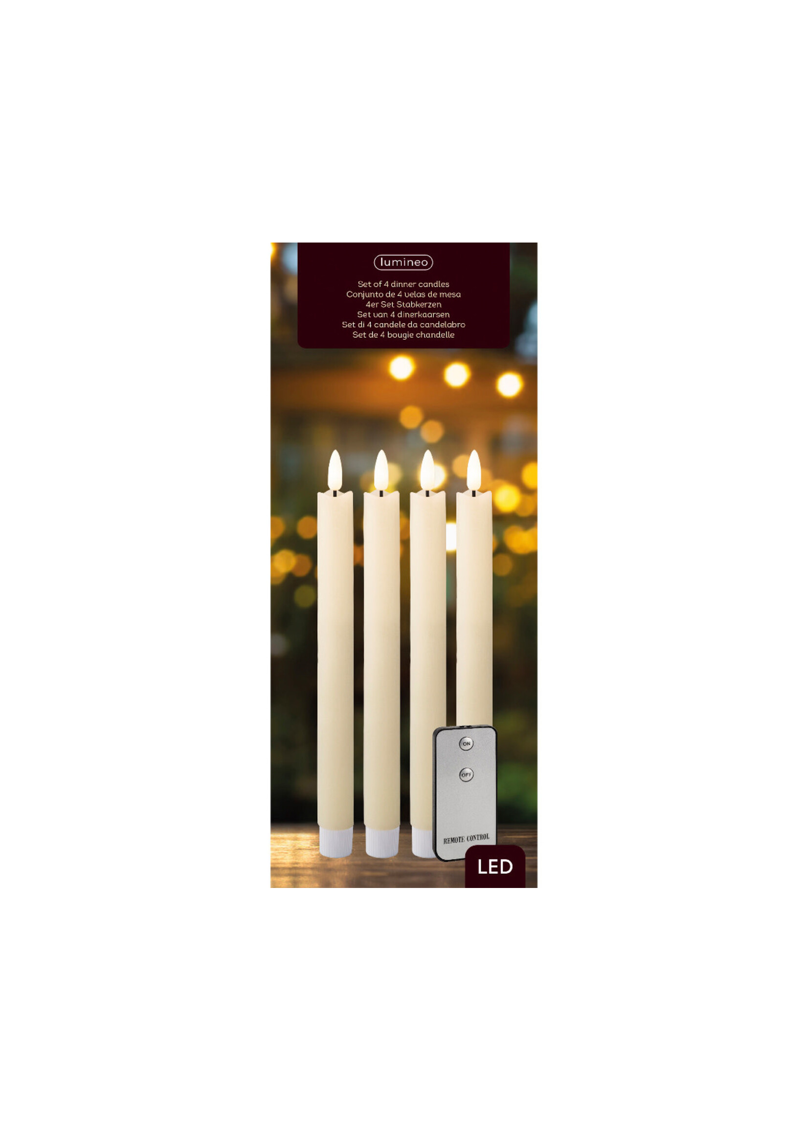 Lumineo LED Dinner Candle Set of 4 with Remote