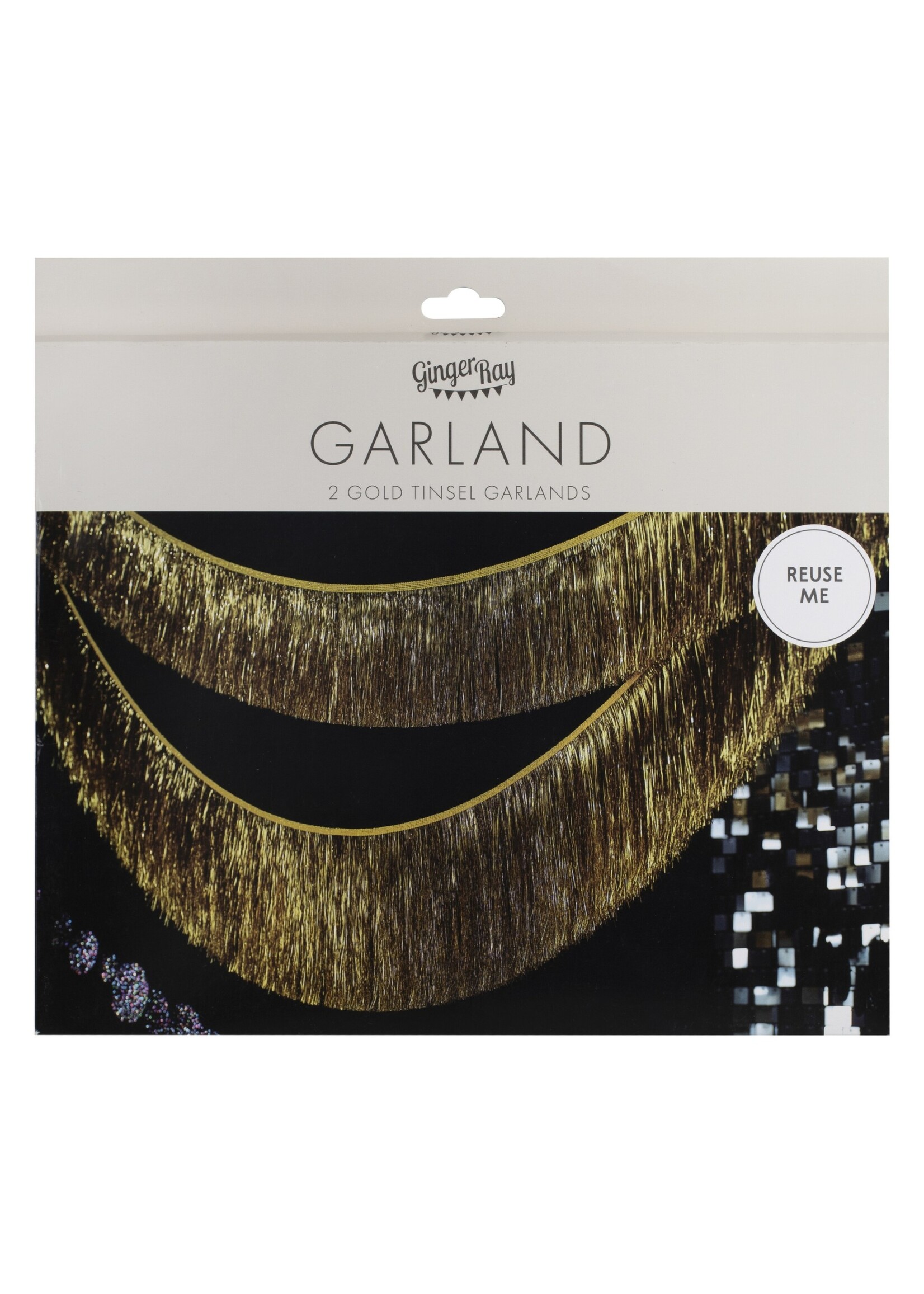 Ginger Ray Gold Tinsel Garland Decoration 2 x 2m