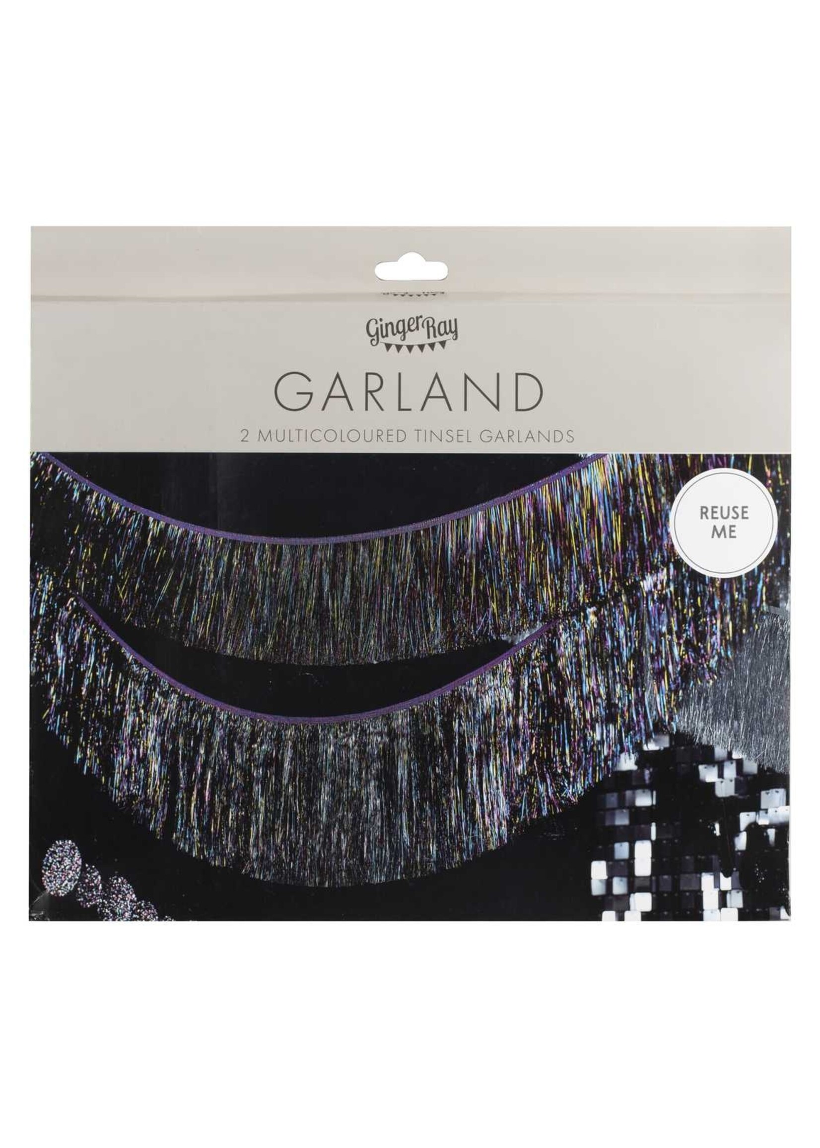 Ginger Ray Christmas Rainbow Tinsel Garland Decoration