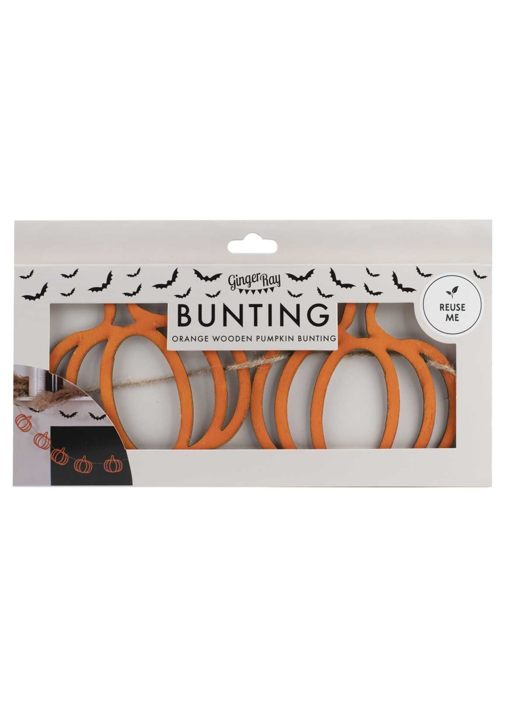 Ginger Ray Orange Wooden Pumpkin Halloween Bunting