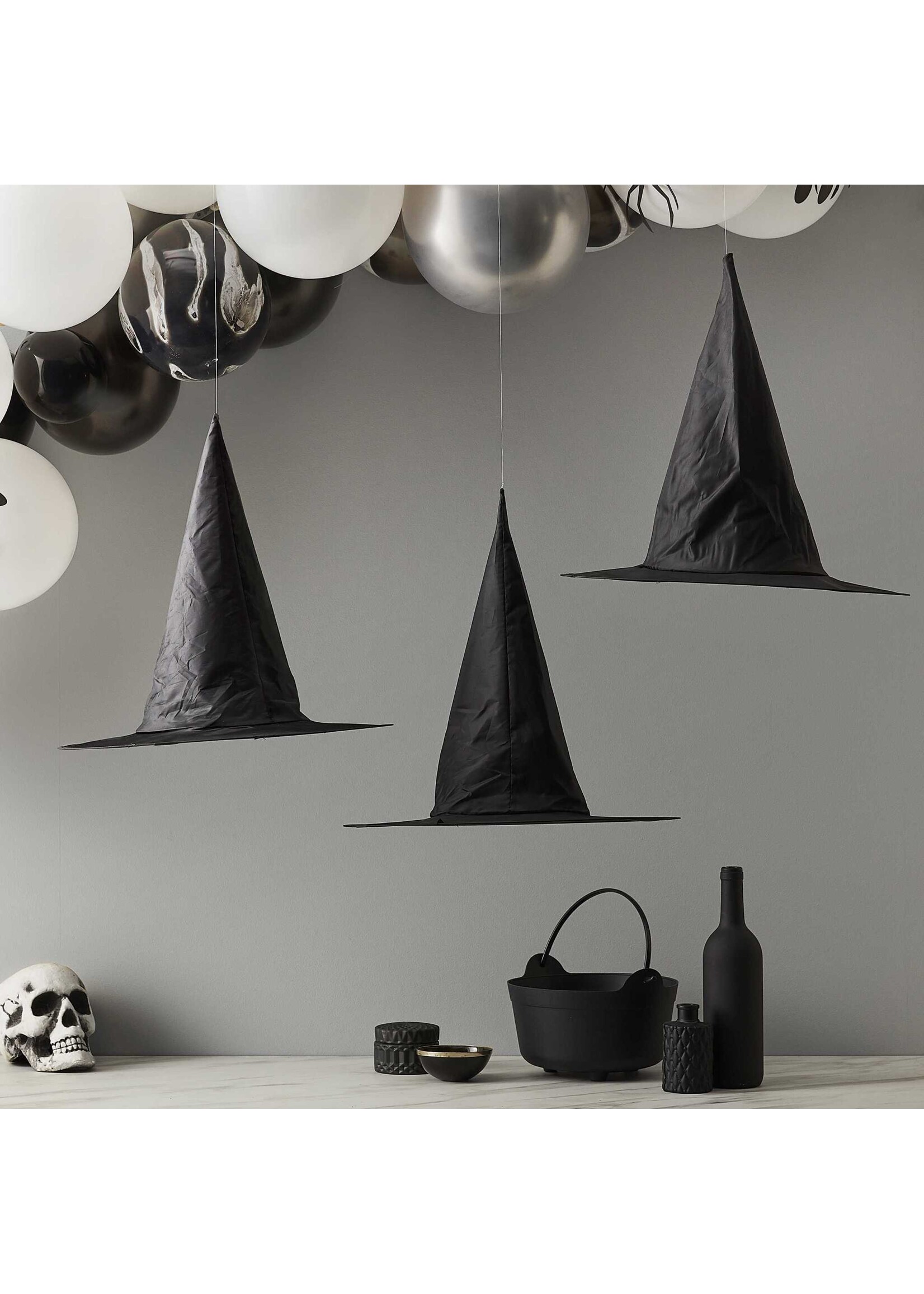 Ginger Ray Halloween Witch Hat Hanging Decorations 3 pack