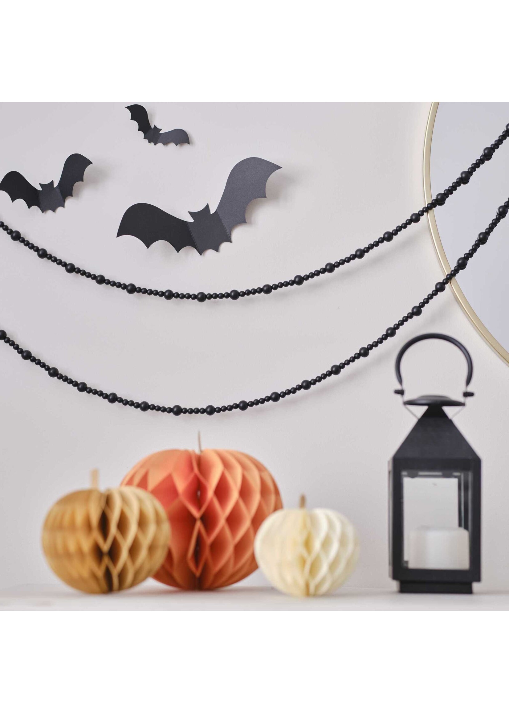 Ginger Ray Black Wooden Bead Halloween Garland
