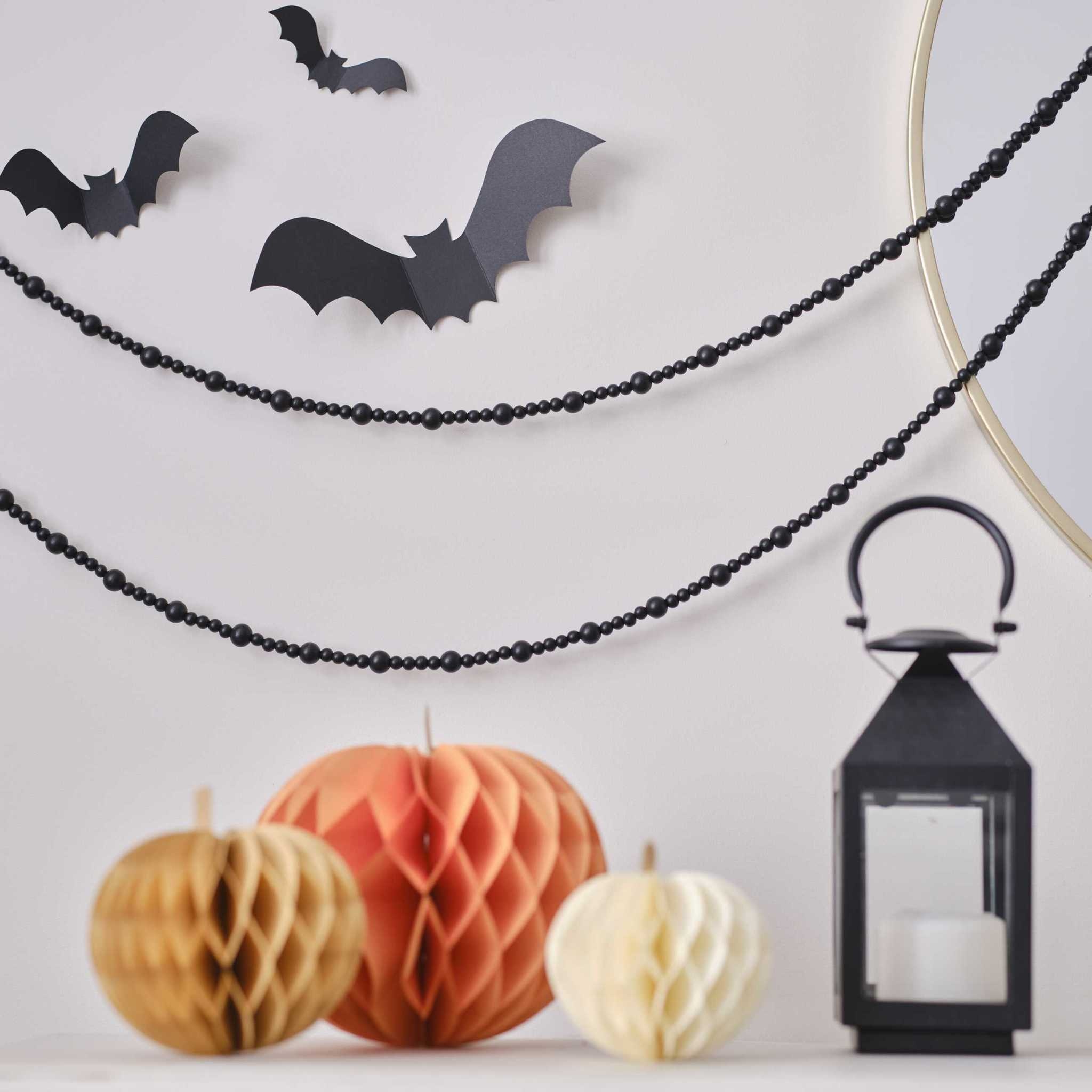 Ginger Ray Black Wooden Bead Halloween Garland