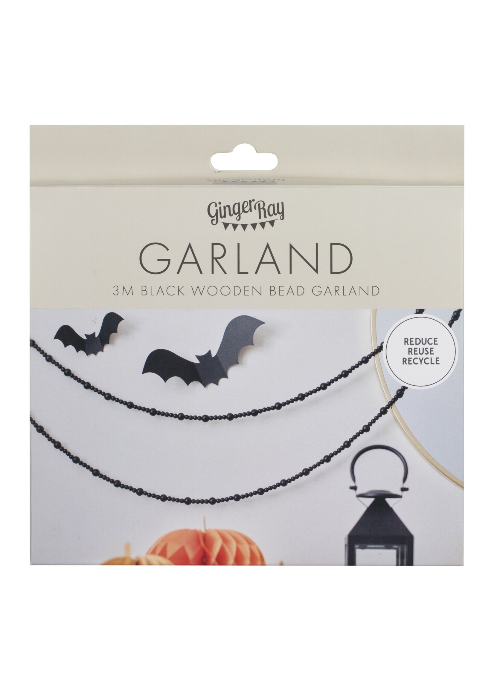 Ginger Ray Black Wooden Bead Halloween Garland