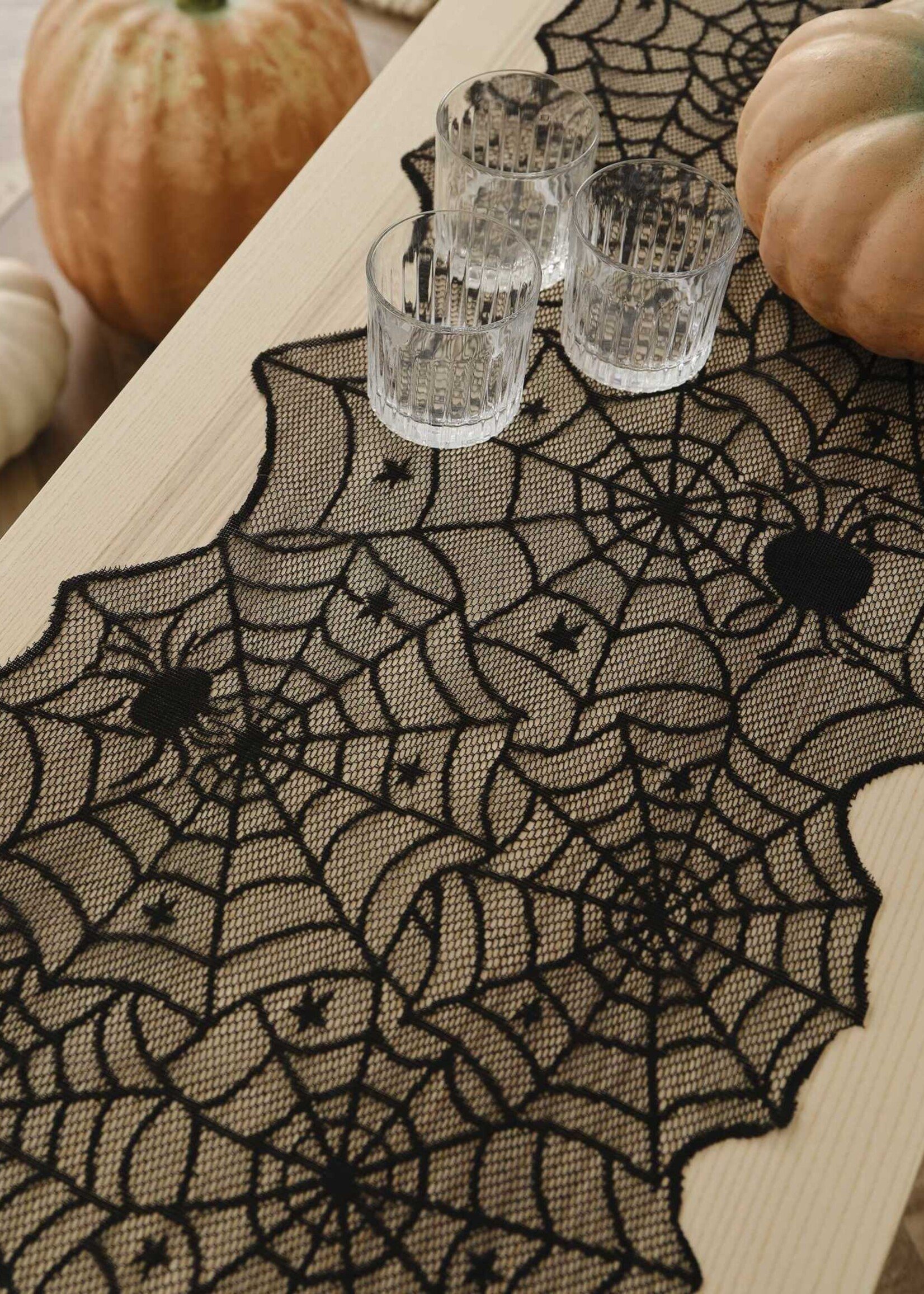Ginger Ray Black Spider Web Halloween Table Runner 175cm