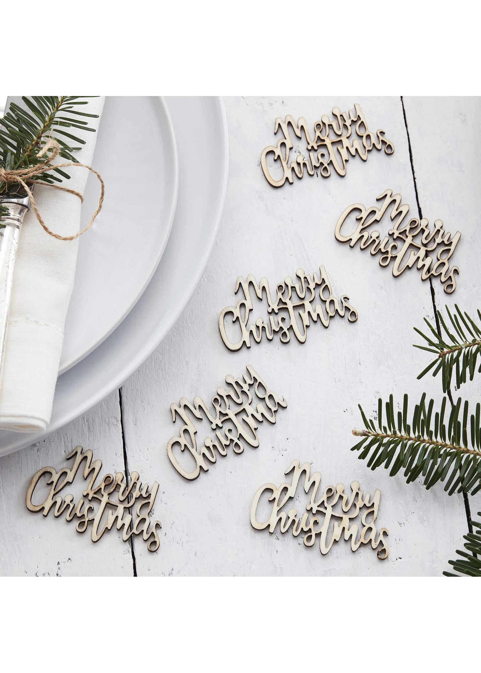 Ginger Ray Wooden Merry Christmas Table Confetti 20pack