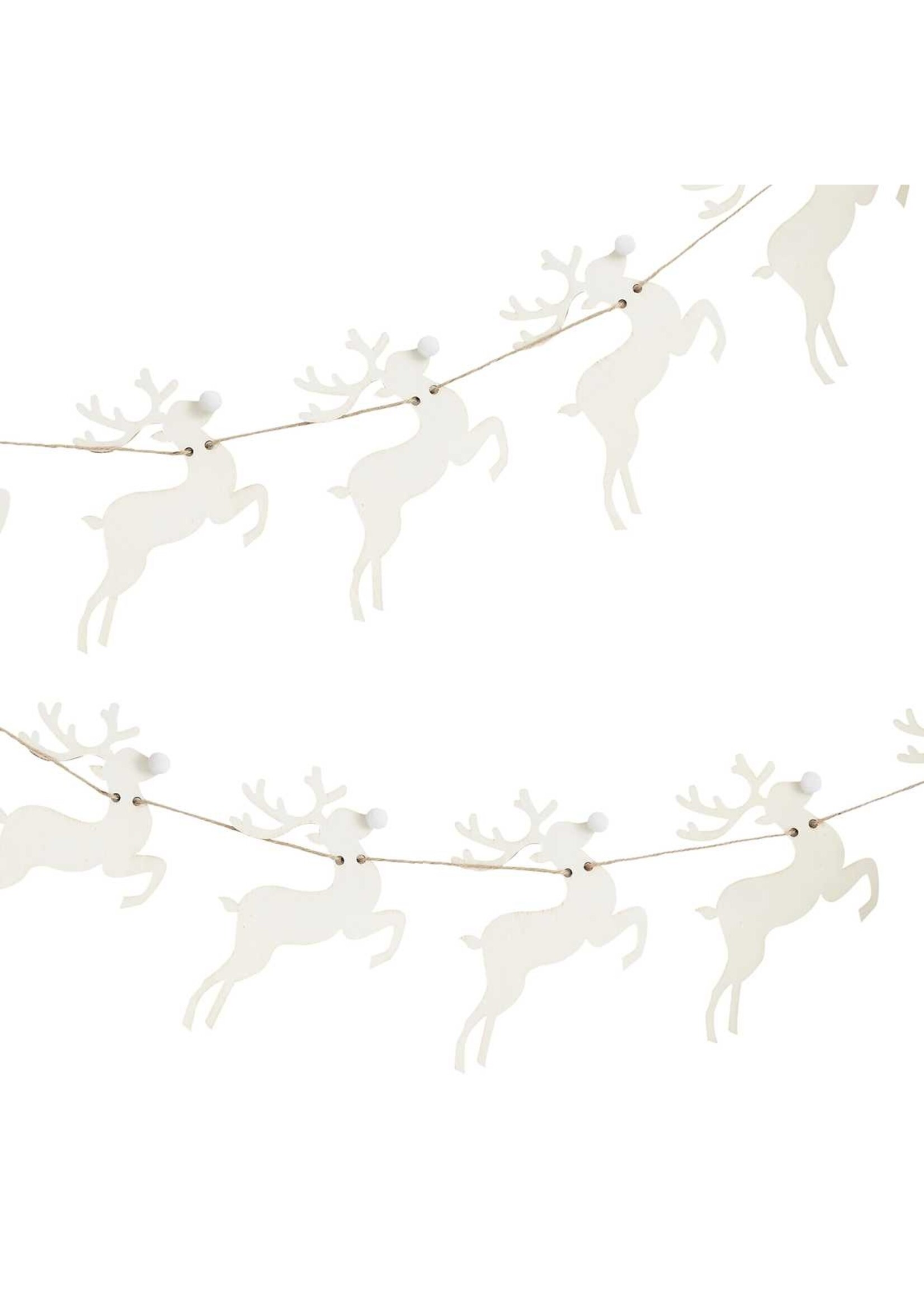 Ginger Ray Reindeer Shaped Wooden Christmas Bunting With Pom Poms